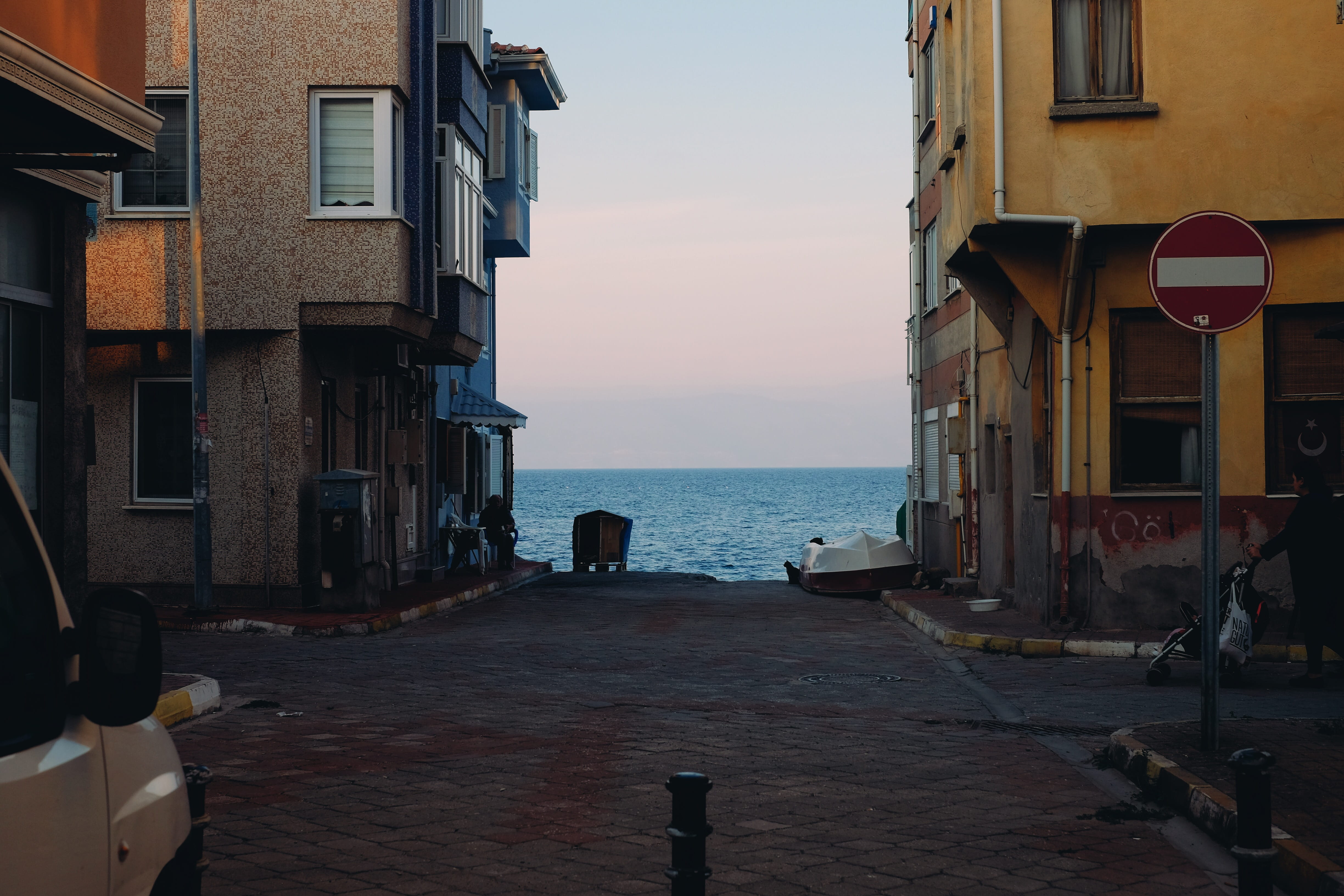 sky, structure, summer, water, people, sunset, life, sea, bursa, residential district, blue, building exterior, old, building, seaside, scenics - nature, HD Wallpaper