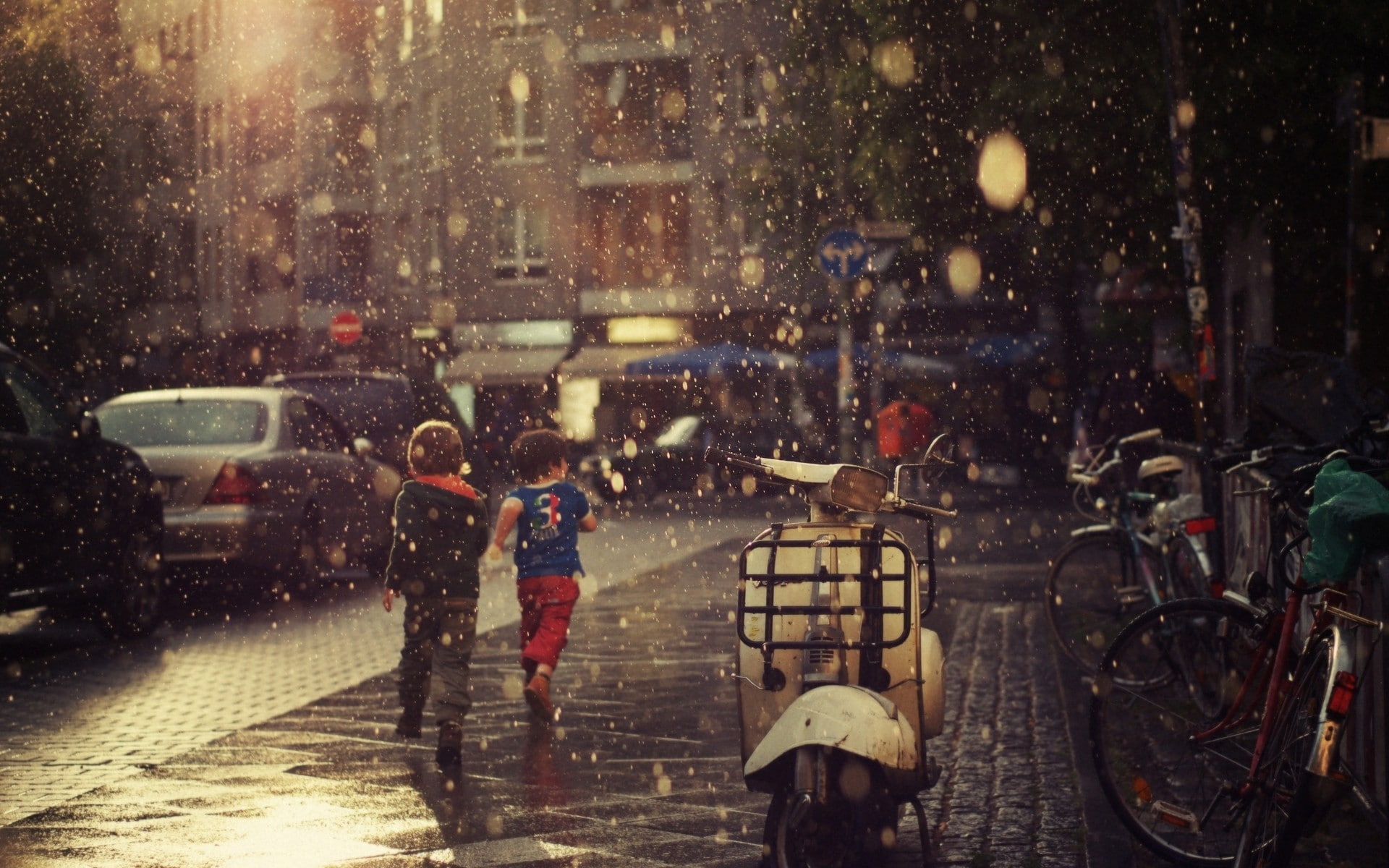 1080P, street, summer, children, urban, Turkey, spring, rain, cityscape, city, vehicle, HD Wallpaper
