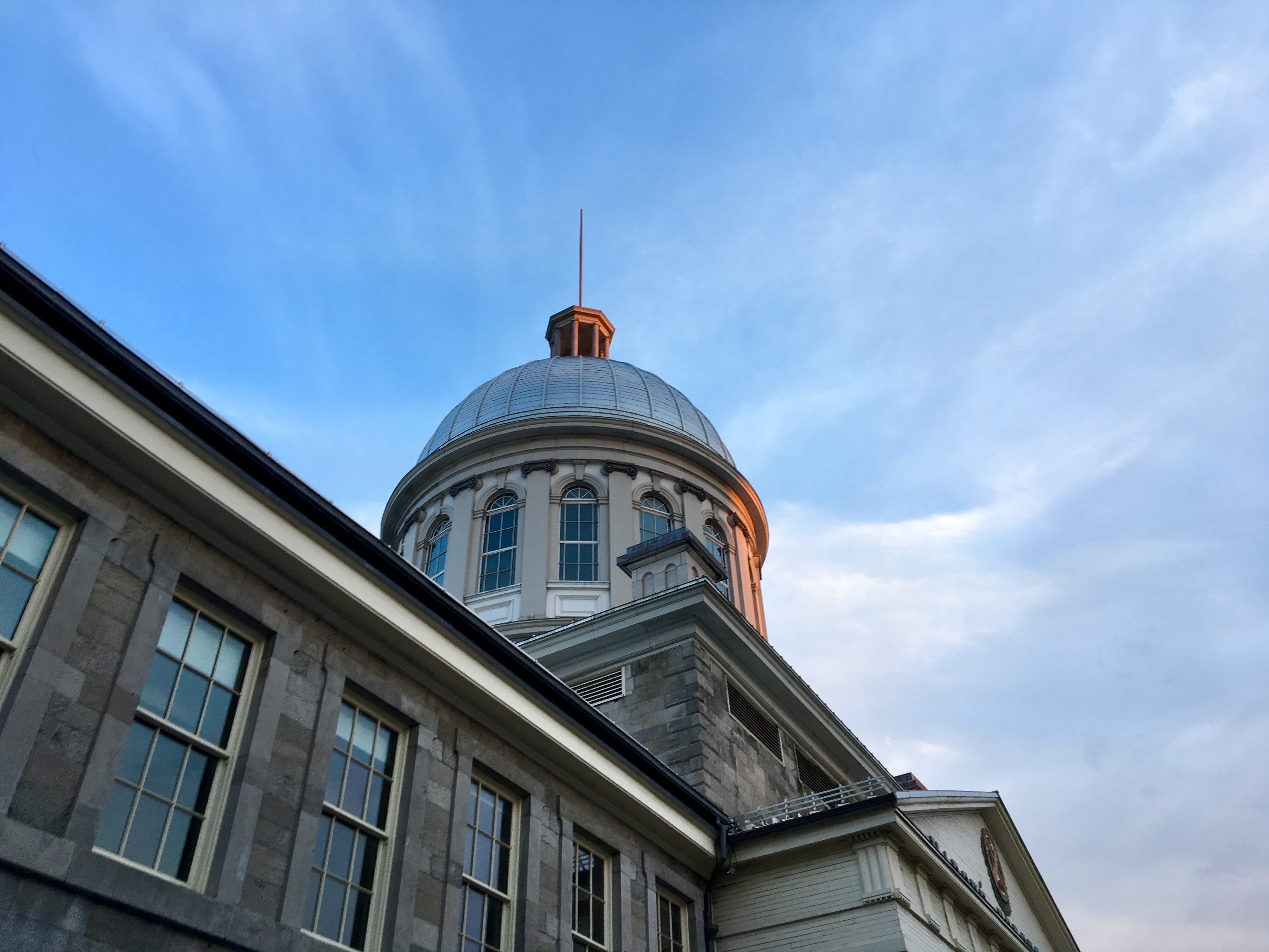 tower, stone, window, low angle view, blue, perspective, spire, no people, bonsecours market, city, old, architecture, nature, the past, built structure, HD Wallpaper
