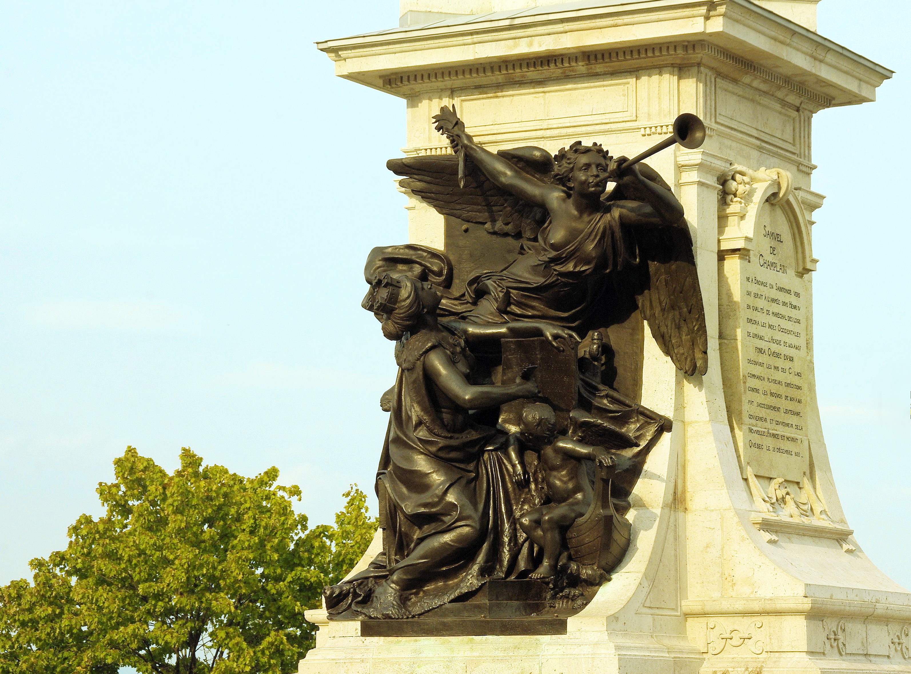 2K, quebec, creativity, outdoors, architectural column, sky, art and craft, building exterior, statue, monument, male likeness, canada, old town, craft, HD Wallpaper