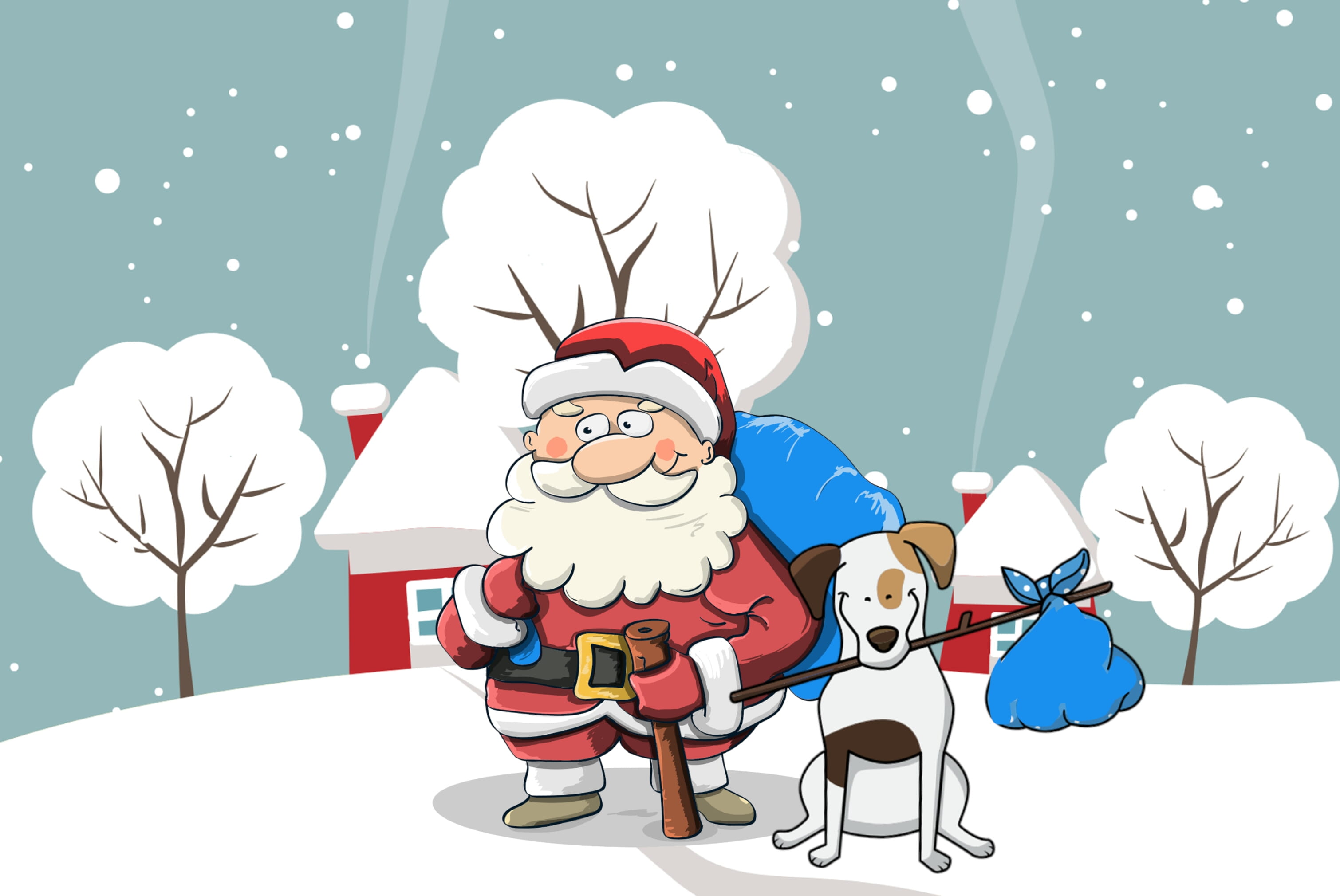 joy, outdoors, greeting, claus, christmas, snow, illustration, sky, art and craft, santa, 2019, suit, holidays, xmas, frost, mammal, merry, happy, fun, HD Wallpaper