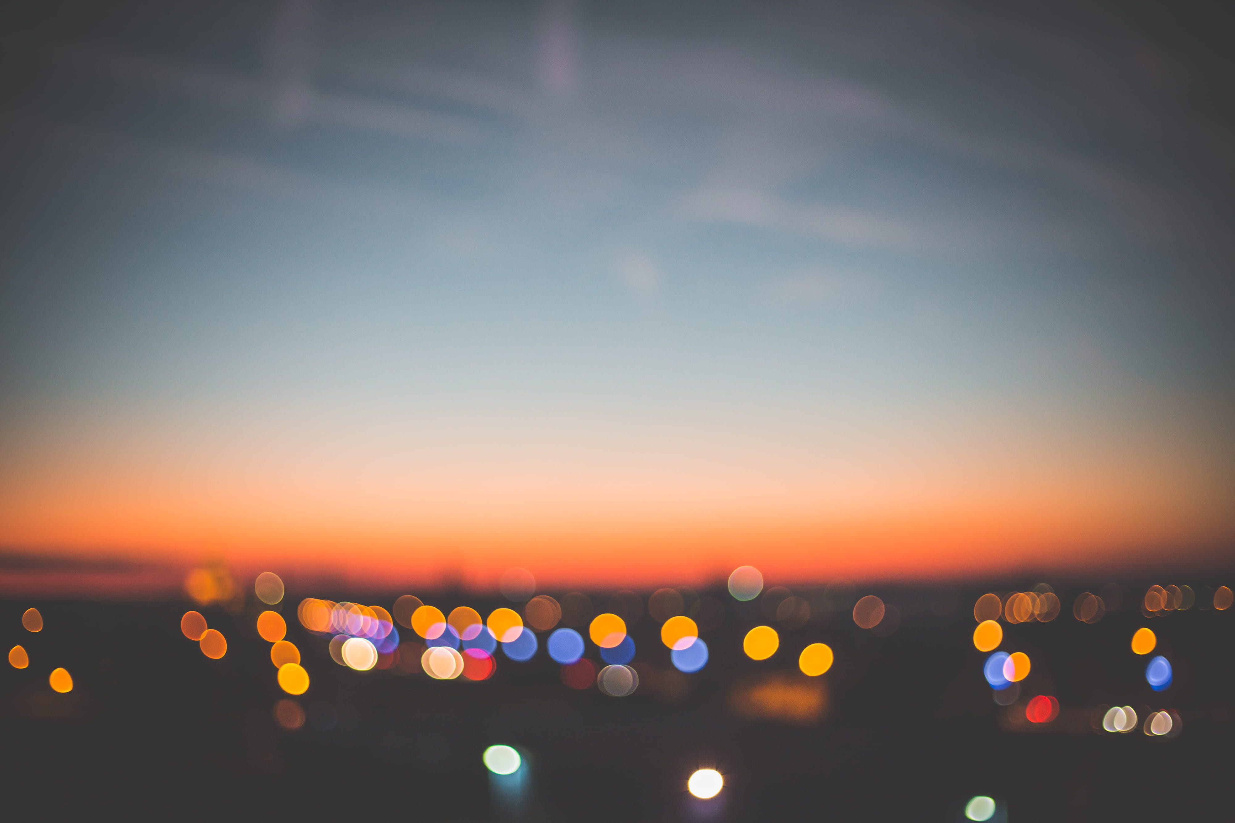 street light, lighting equipment, Evening, circle, sky, abstract backgrounds, multi Colored, no people, Sunset, architecture, abstract, defocused, views, HD Wallpaper
