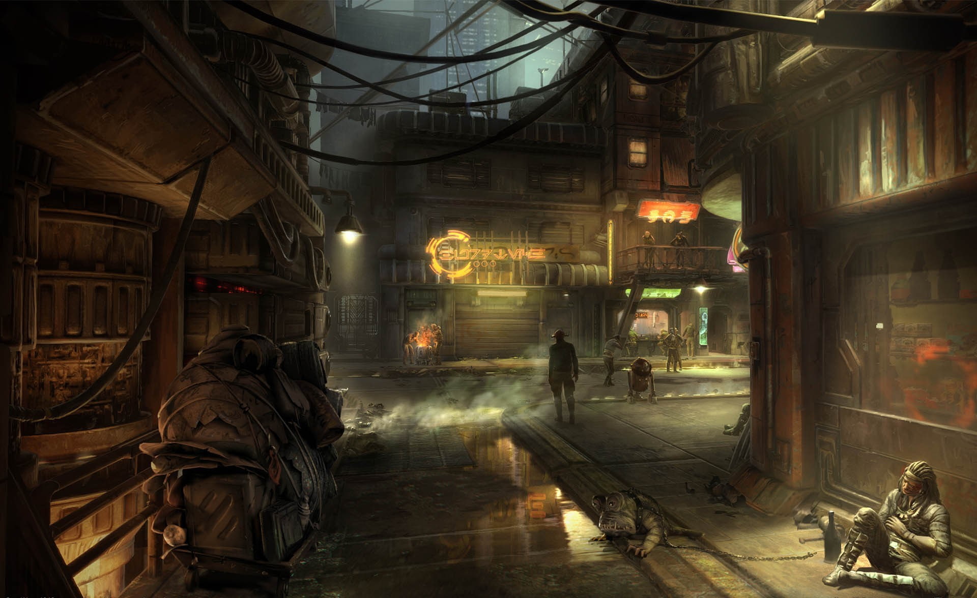 aliens, slums, star, sci, wars, games, 1080P, science, futuristic, street, cities, creatures, mood, video, HD Wallpaper