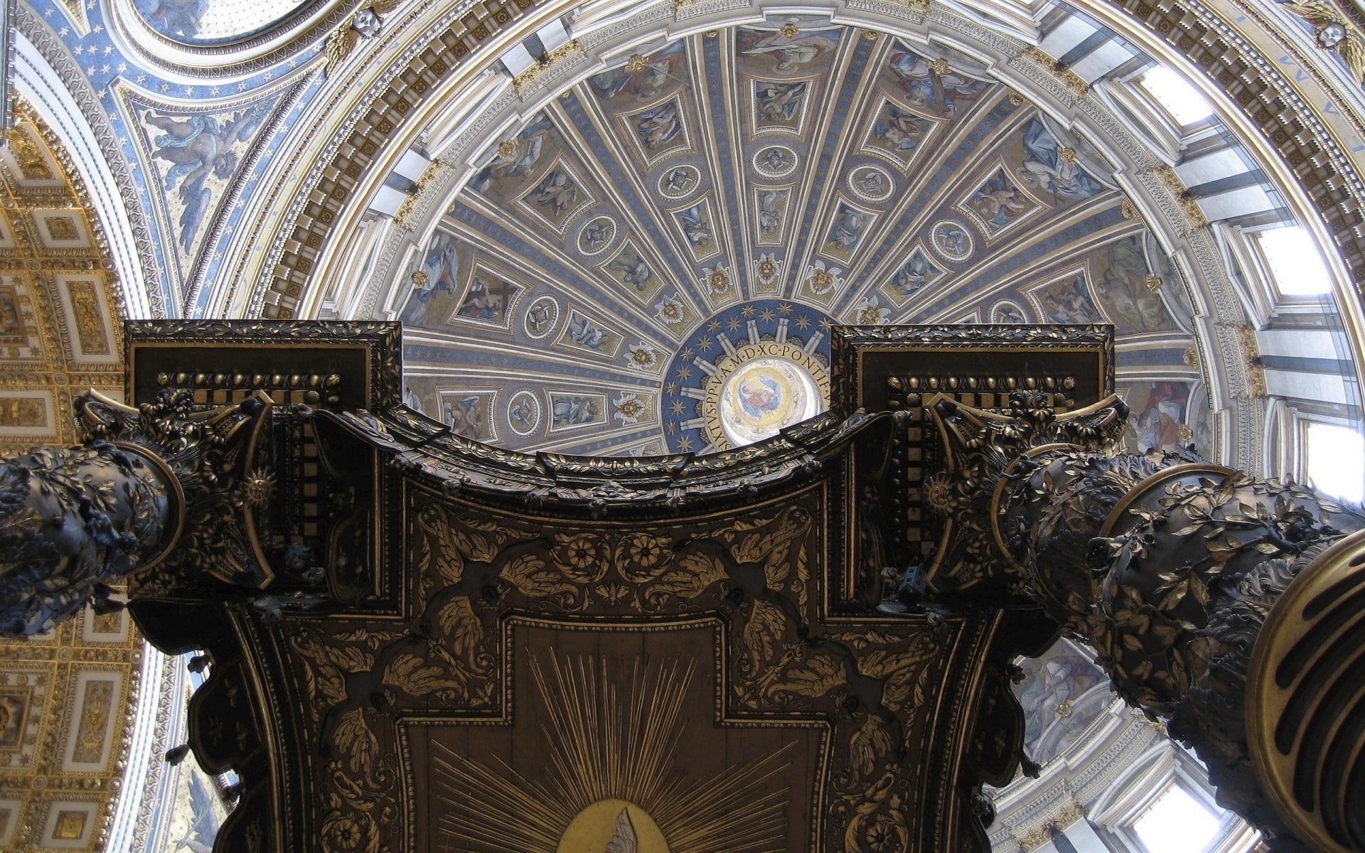 worms eye view, 1080P, religious, Vatican City, building, HD Wallpaper