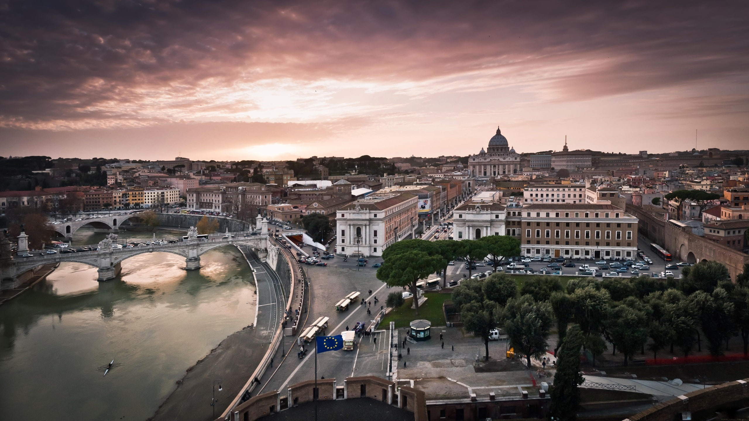 Streets, River, Houses, 2K, City, Italy, Bridge, Buildings, vatican, HD Wallpaper