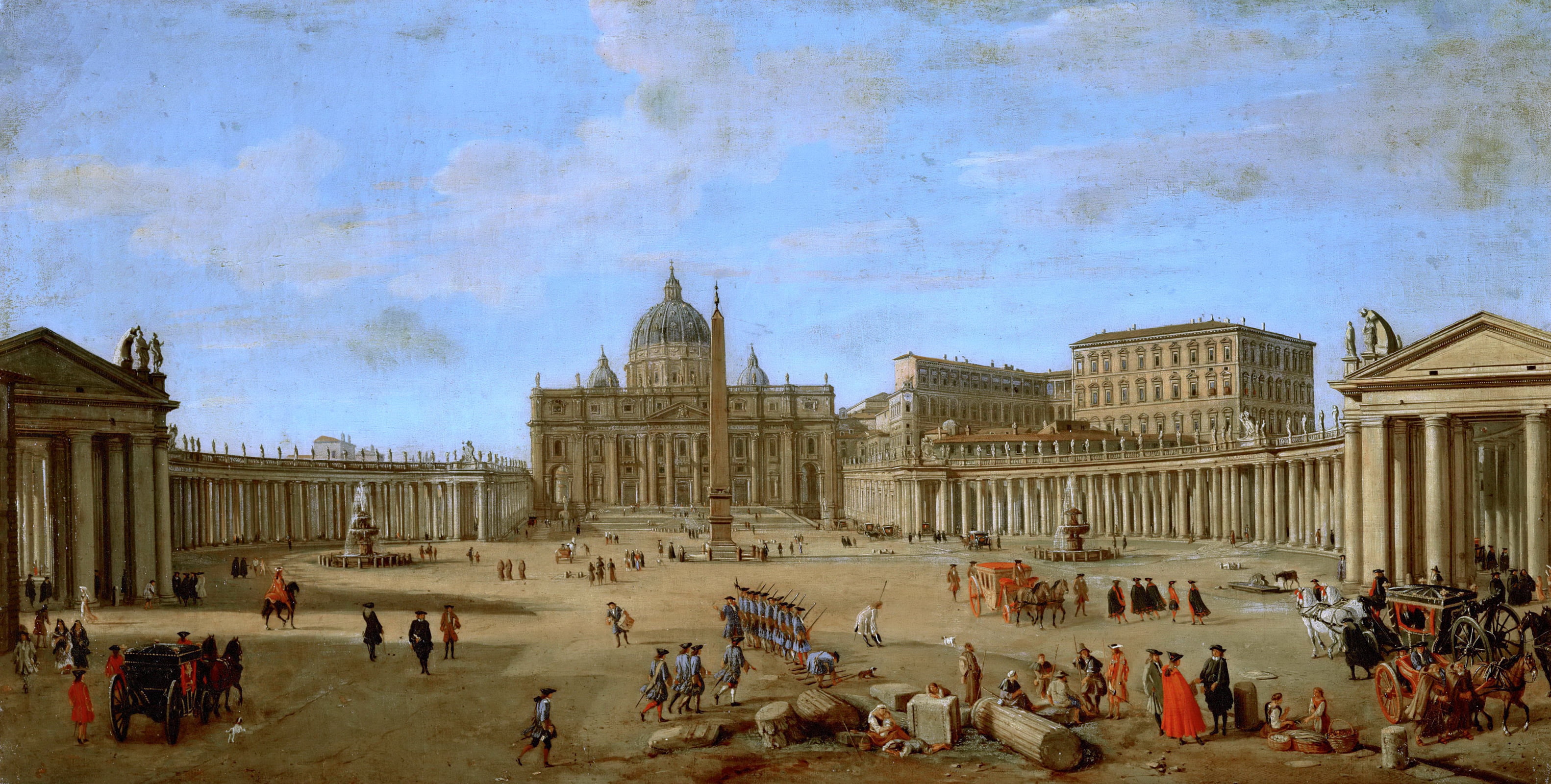 visit, men, sky, nature, picture, building, Gaspar van Wittel, area, people, outdoors, Saint Peter’s Basilica in Rome, landscape, real people, large group of people, HD Wallpaper