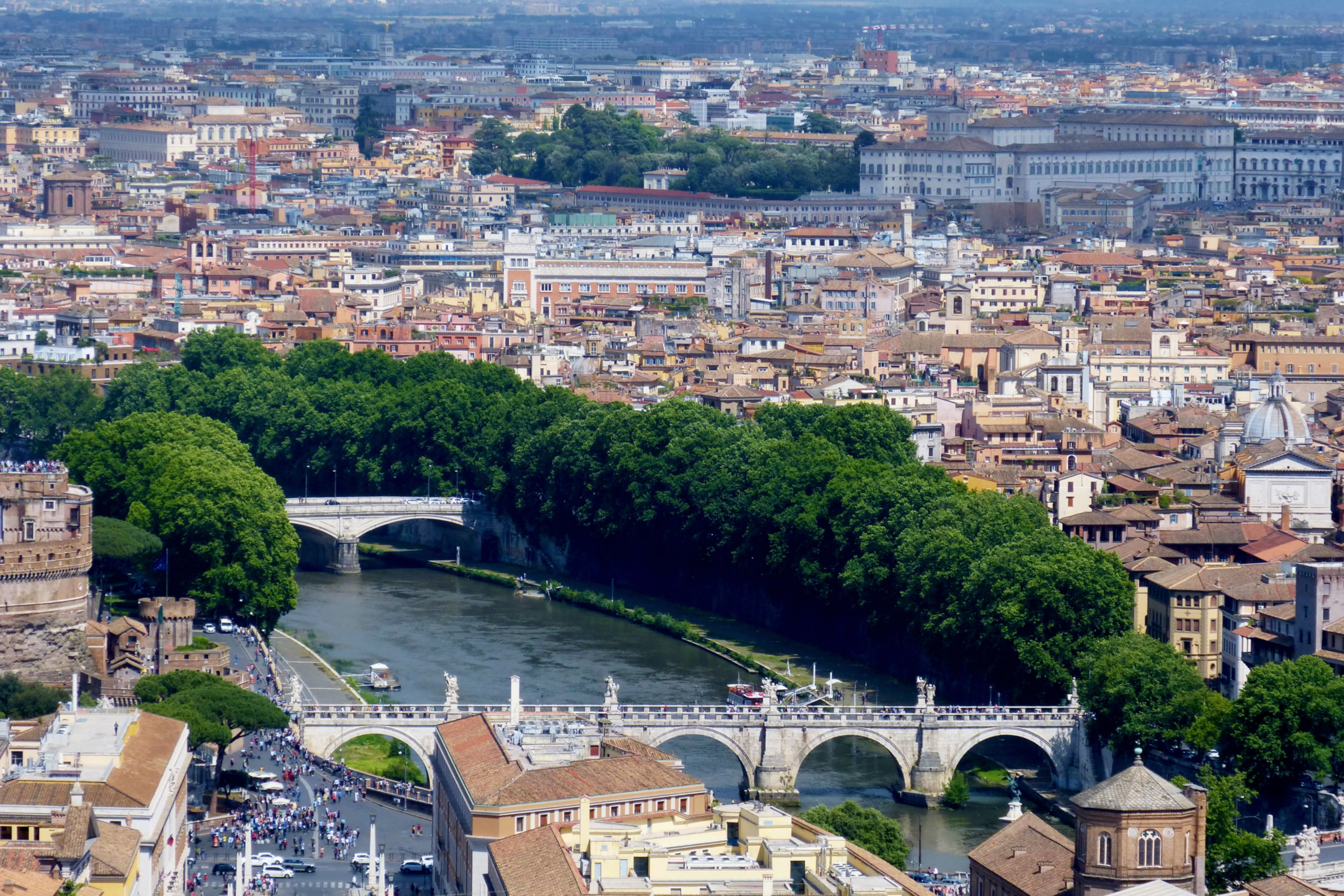 old, rome, arch, water, crowd, crowded, plant, italy, high angle view, day, residential district, statuary, cityscape, tree, connection, building exterior, HD Wallpaper