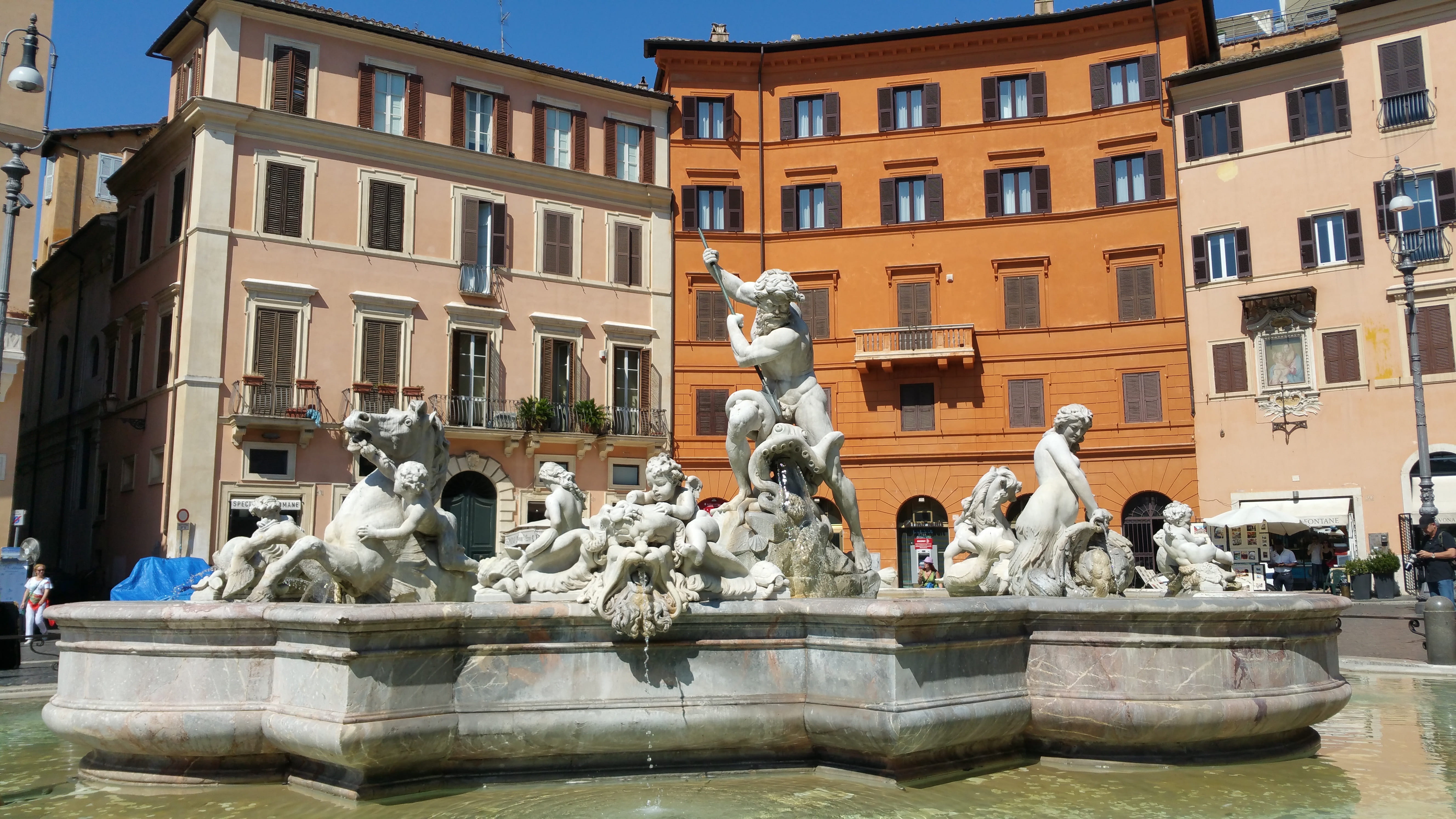 no people, nature, travel Locations, nettuno, outdoors, Rome, architecture And Buildings, male likeness, famous Place, cherub, Rome, fontana del nettuno, HD Wallpaper
