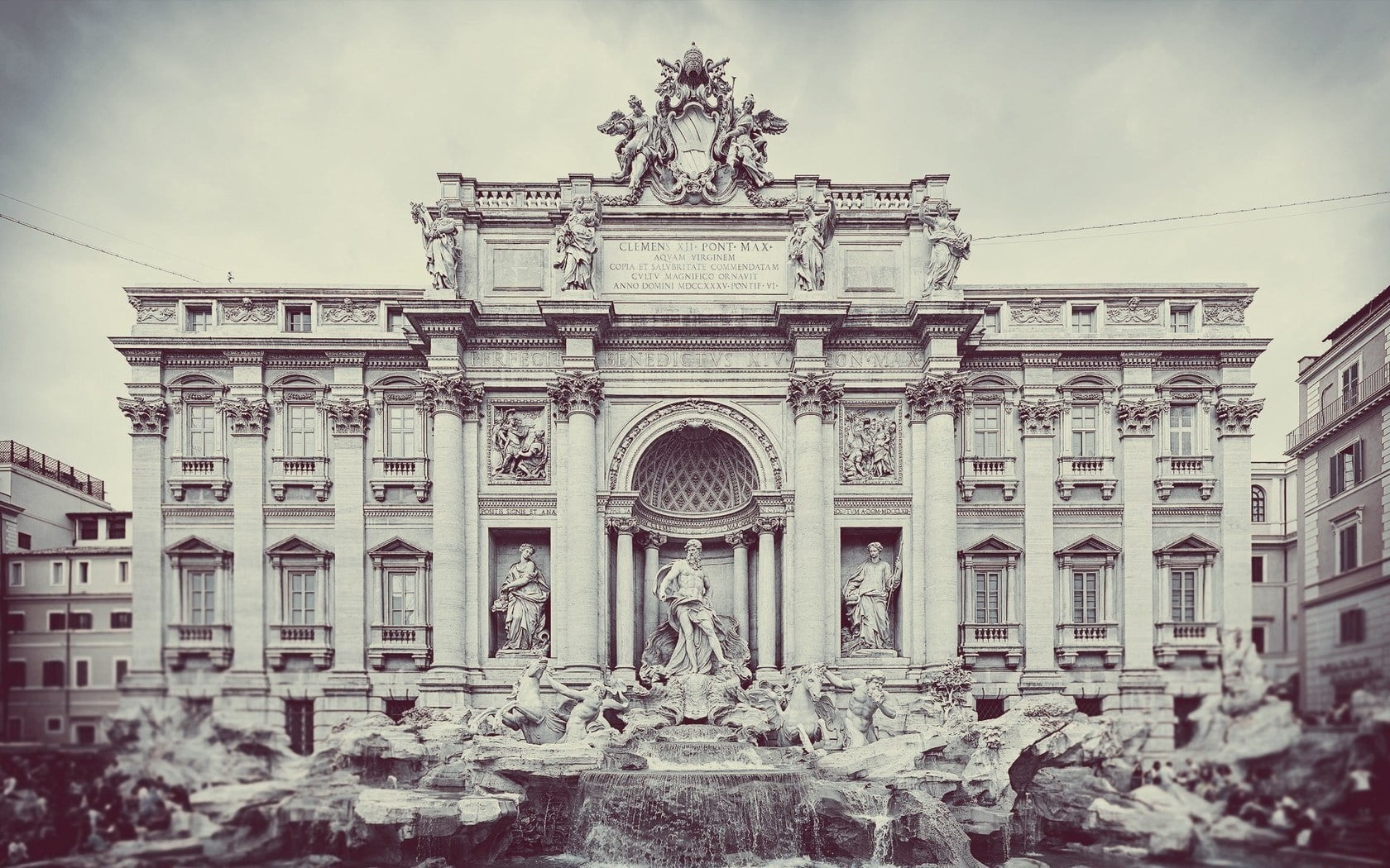 art and craft, sepia Toned, tourism, cultures, old-fashioned, concrete, trevi Fountain, classical Style, sculpture, travel Destinations, art, toned Image, HD Wallpaper