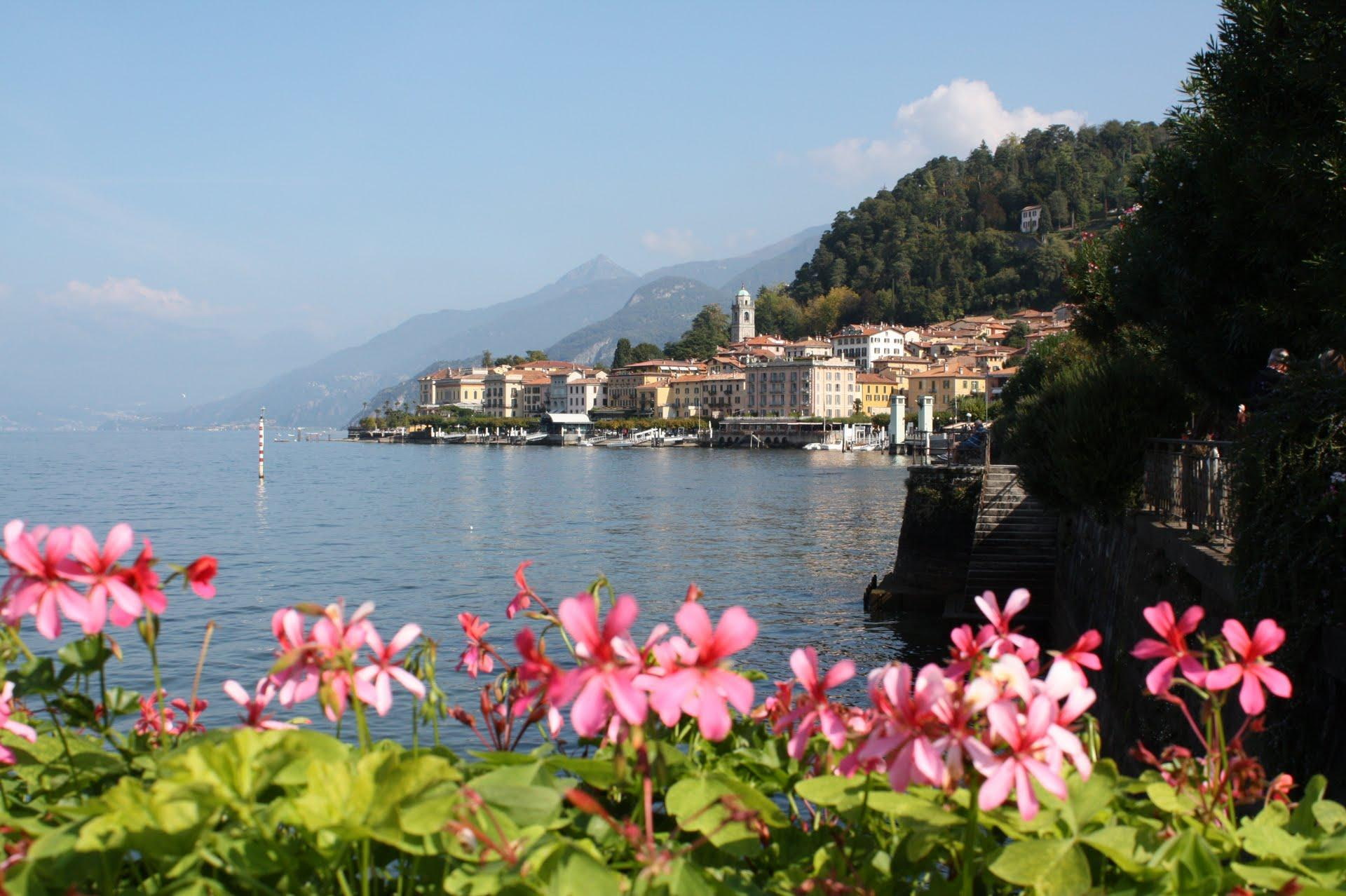 hills, town, flowers, nature and landscapes, lake, como, 1080P, bellagio, HD Wallpaper