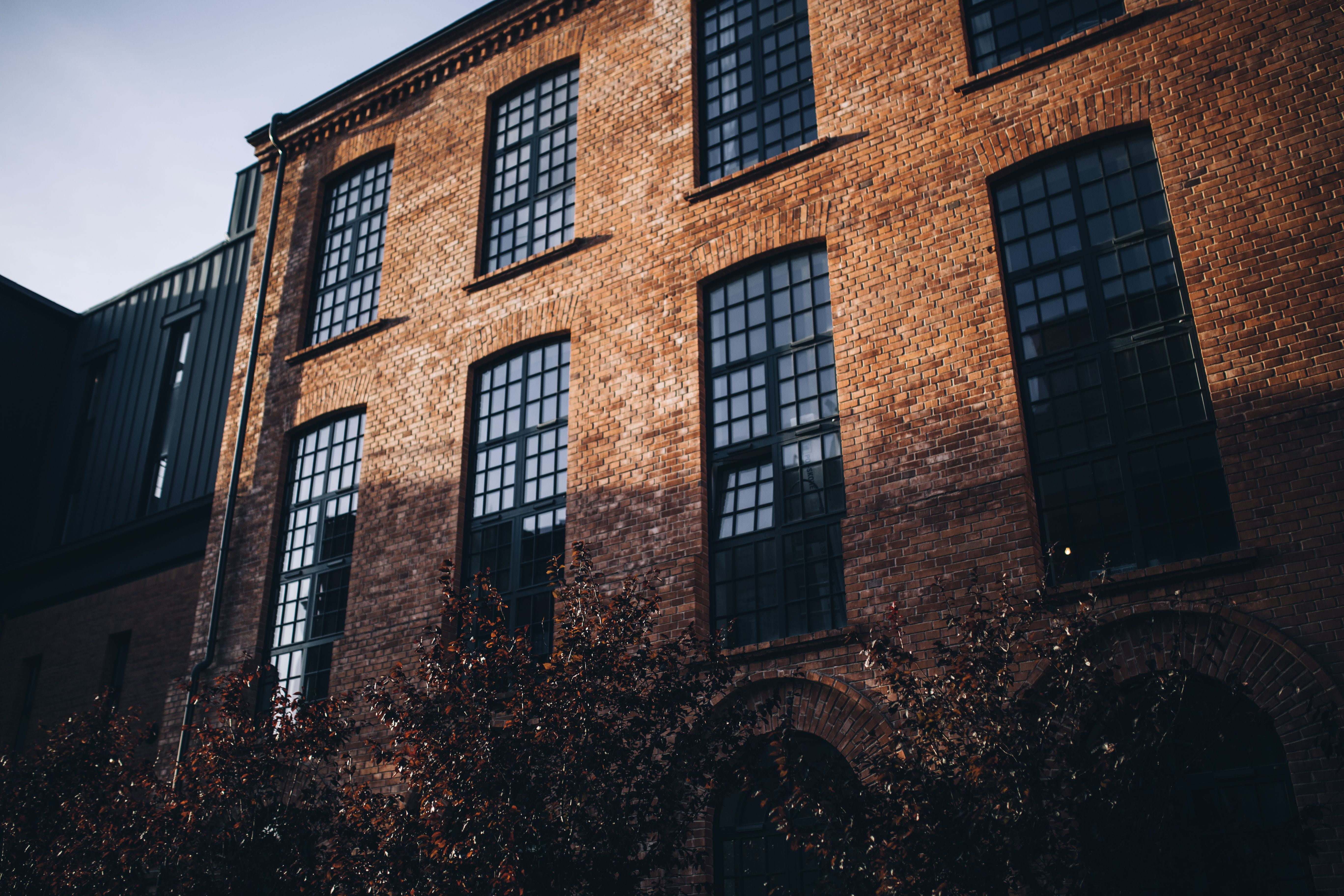 residential district, Poland, city, outdoors, building Exterior, dusk, buildings, architecture And Buildings, brick, no people, wall, low angle view, Architecture of the city, HD Wallpaper