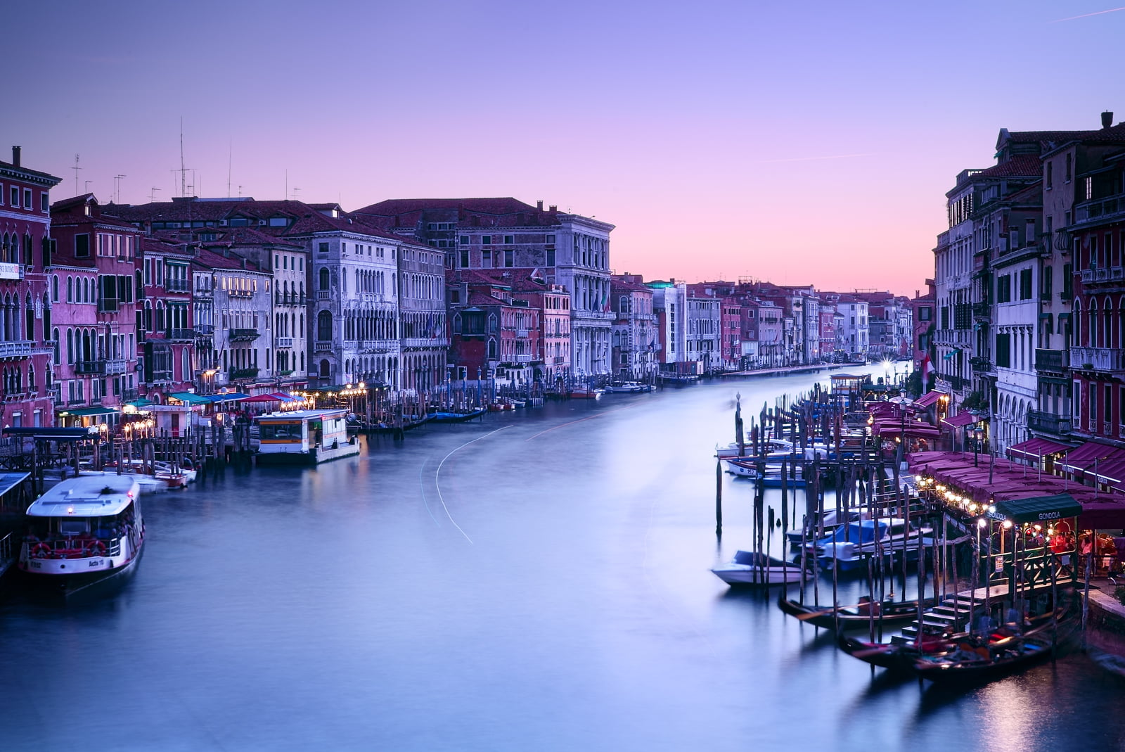 cityscape, boats, famous Place, Venice, Grand Canal, venice, canal, night, gondola, travel, urban Scene, venice - Italy, tourism, area, docking, italy, HD Wallpaper
