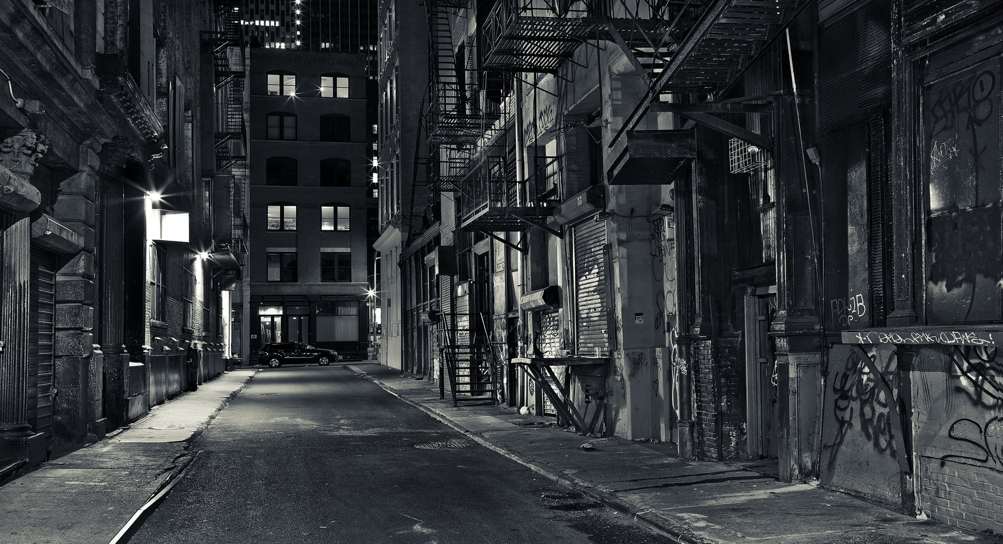 the way forward, old, spooky, night, urban Scene, the city, alley, dirty, architecture, 1080P, diminishing Perspective, concrete, building Exterior, street, HD Wallpaper
