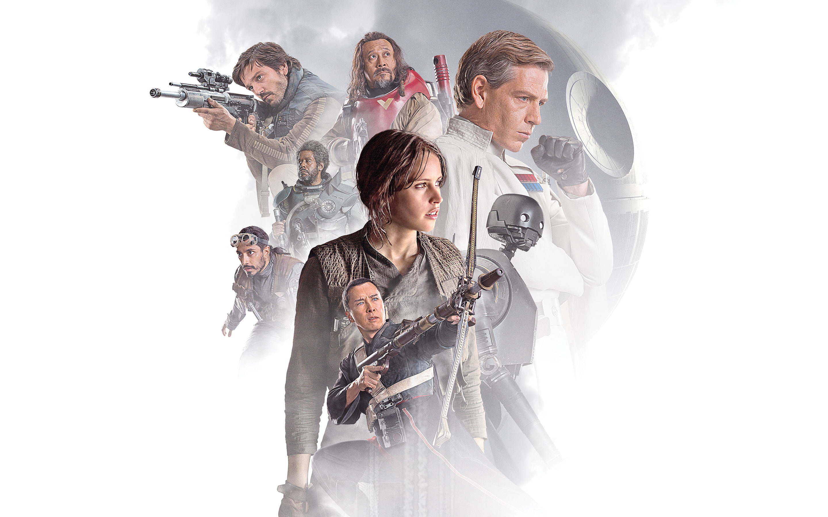 Forest Whitaker, robot, collage, fiction, Rogue One, poster, Donnie Yen, Felicity Jones, Rogue-one: Star wars. History, 2K, Diego Luna, Riz Ahmed, Jiang Wen, HD Wallpaper