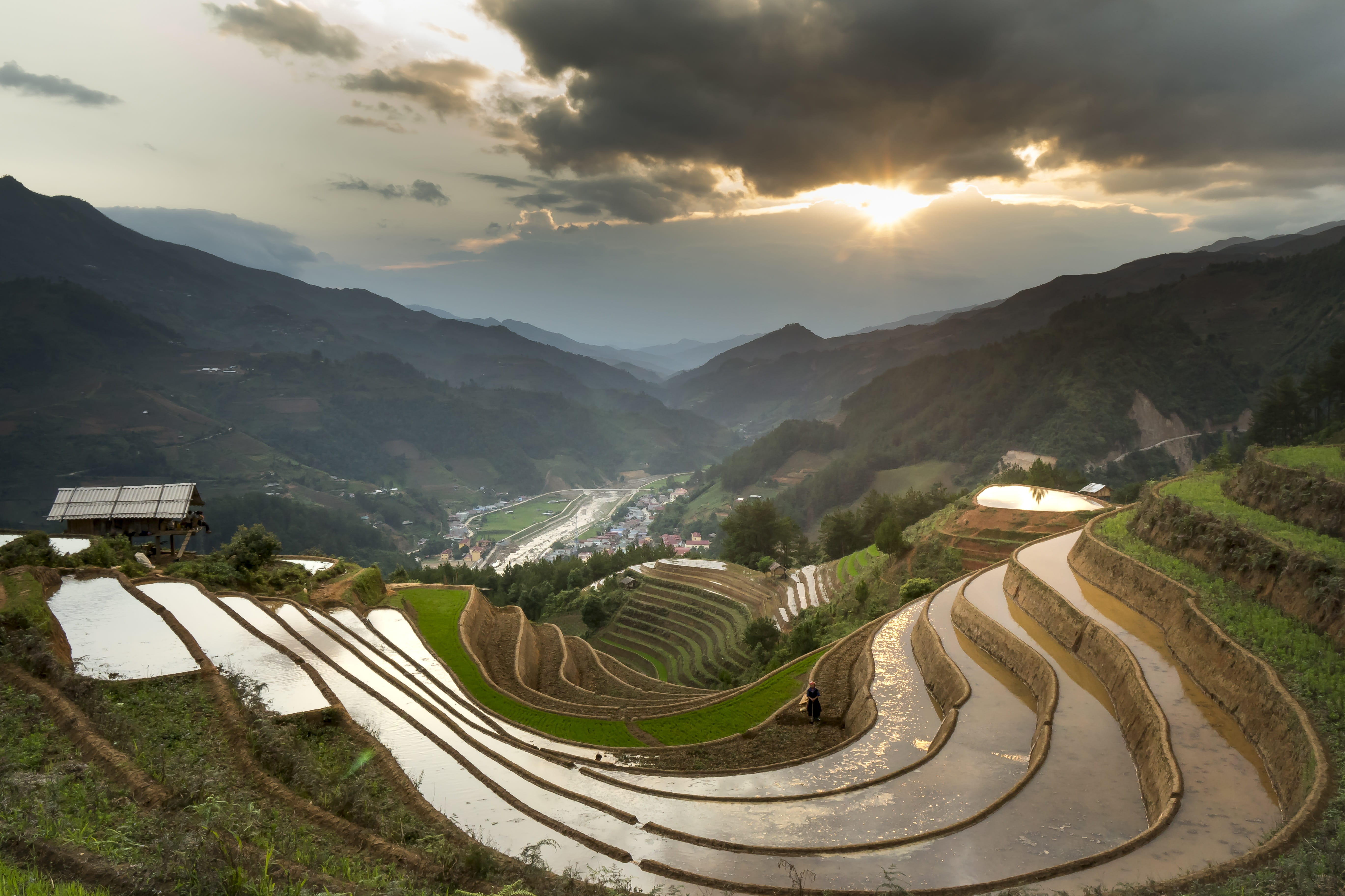 harvest, silk, tranquility, travel, sky, outdoors, blind stretch comb, built structure, farmer, day, sơnla, landscape, high angle view, no people, full color, HD Wallpaper