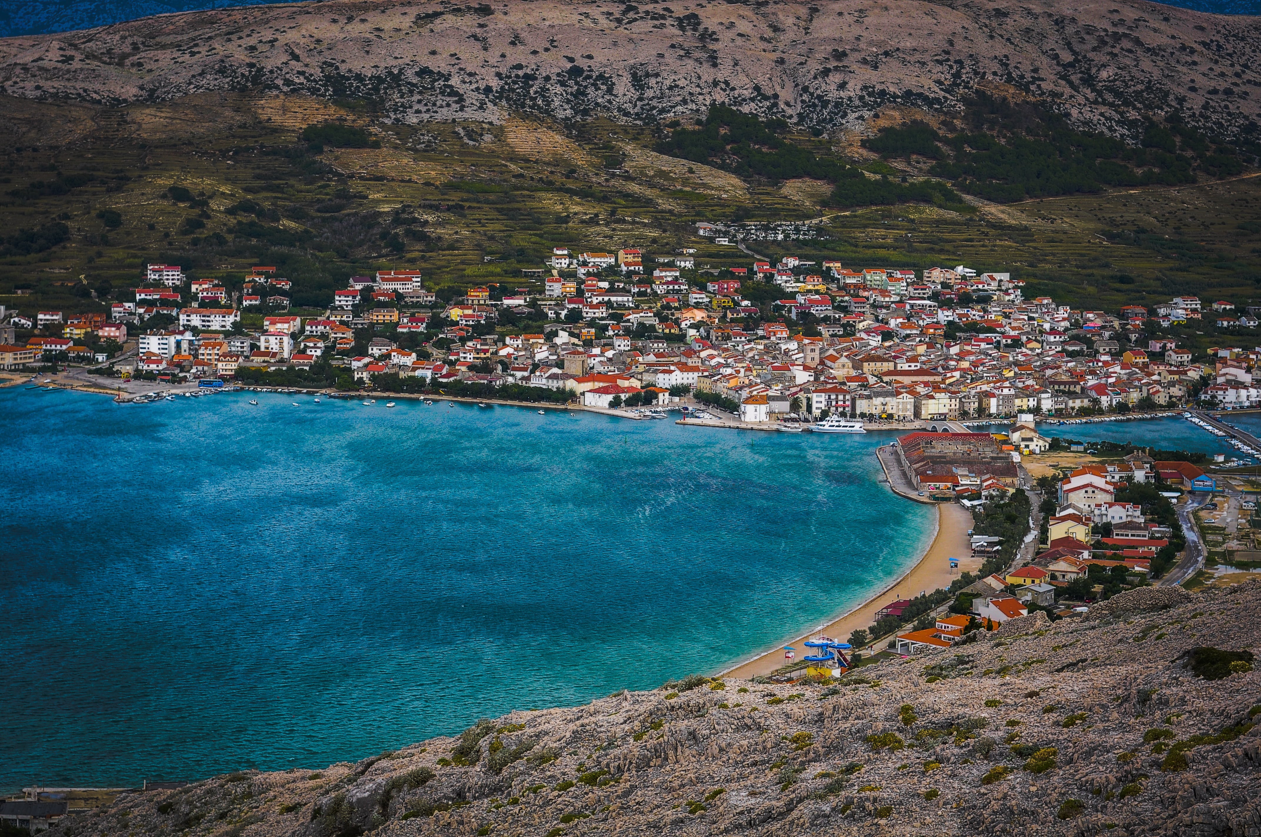 land, croatia, mountain, group of people, architecture, day, beach, city, sea, outdoors, nature, building exterior, leisure activity, travel, building, HD Wallpaper