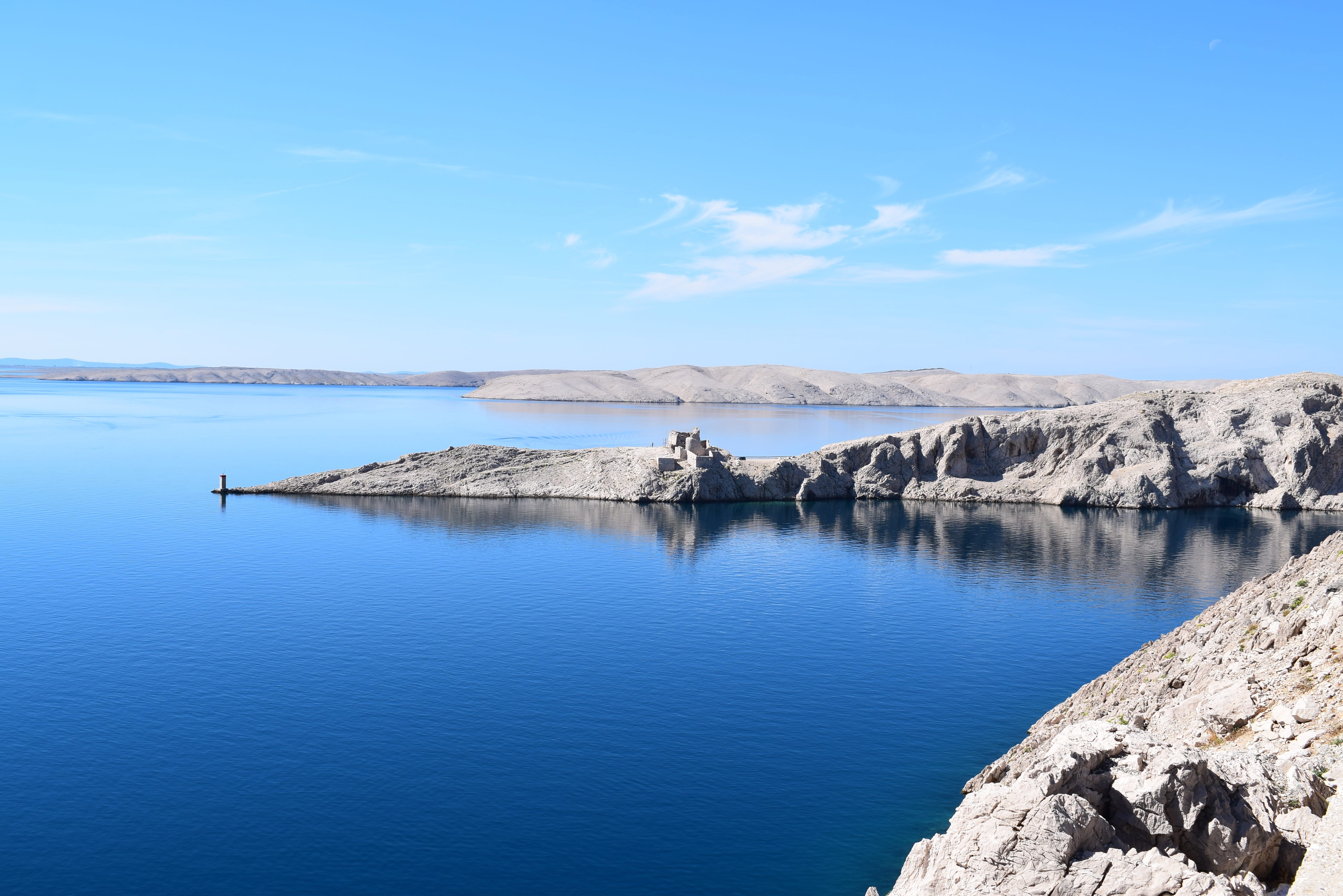 cliff, tranquility, blue, rock - object, no people, scenics - nature, Cliff, Sea, beach, rocky shore, beauty in nature, Adriatic Sea, iceberg, day, tranquil scene, HD Wallpaper