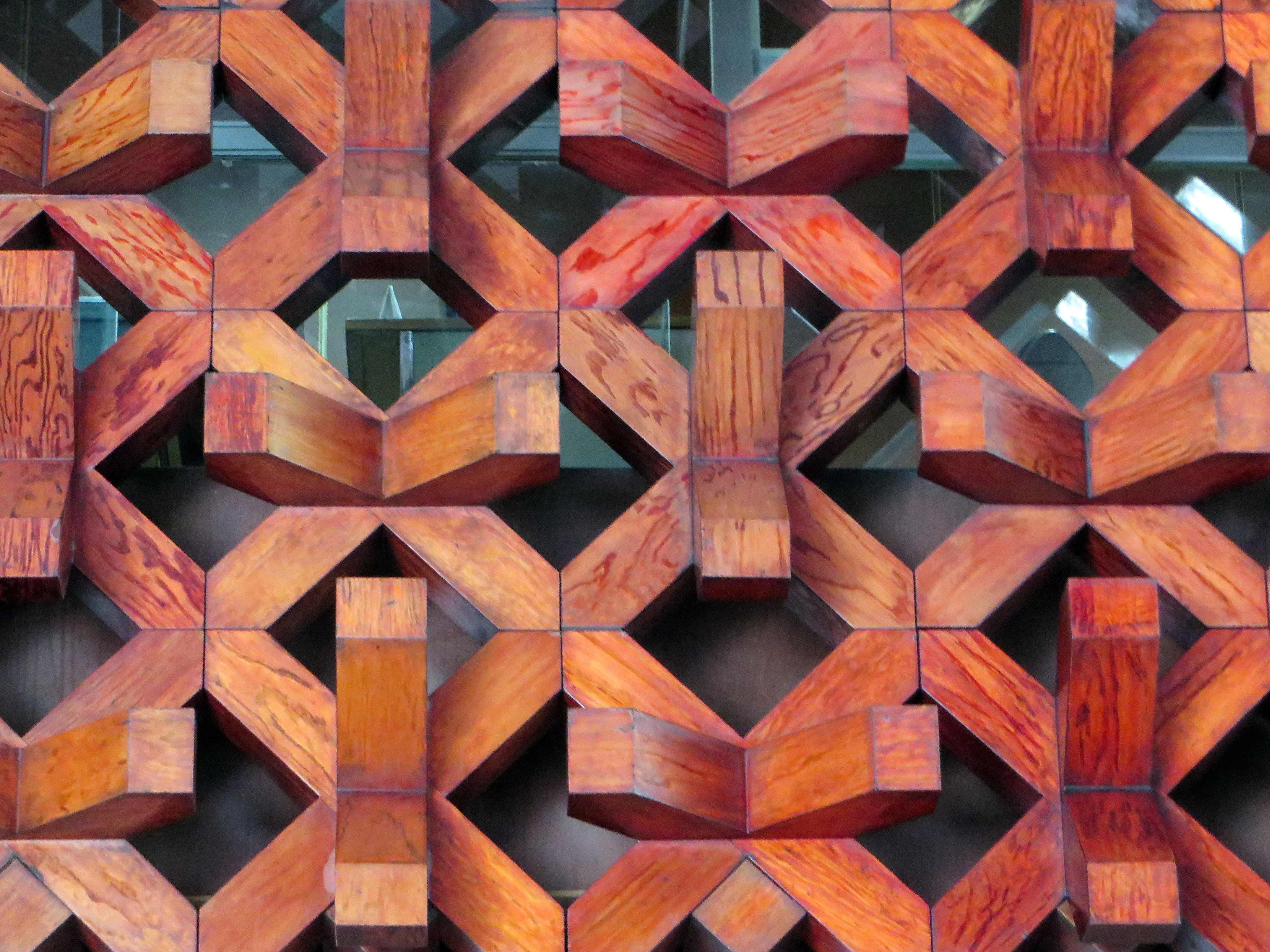 decoration, building exterior, mexico, ethnological museum, close-up, geometric shape, full frame, red, backgrounds, security, brick, brown, wood - material, HD Wallpaper