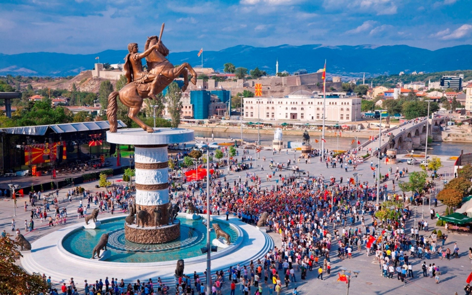centarot, square, macedonia, statue, republic, 1080P, skopje, alexander, macedonian, HD Wallpaper