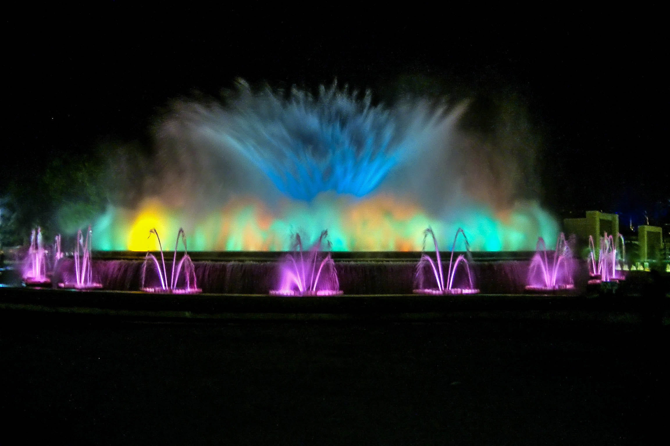 purple, dark, water, sky, pink color, long exposure, event, people, Magic Fountain of Montjuic, arts culture and entertainment, multi colored, stage, magic, HD Wallpaper
