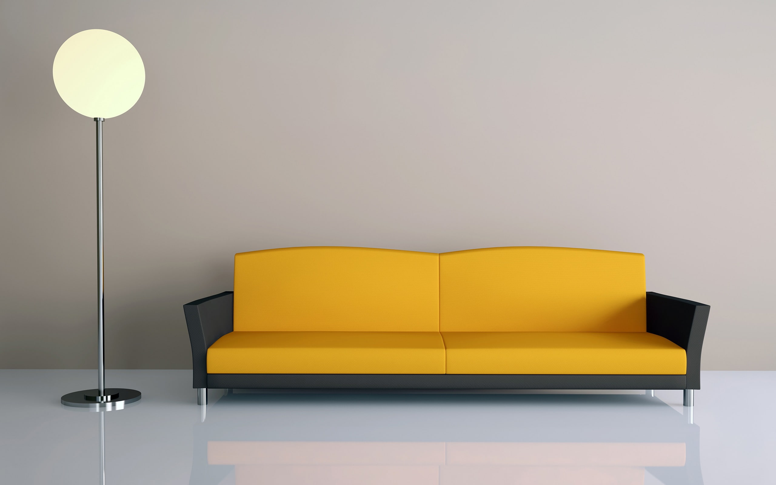 home interior, architecture, sofa, illuminated, minimalist, luxury, lighting equipment, furniture, home, copy space, electric lamp, technology, HD Wallpaper