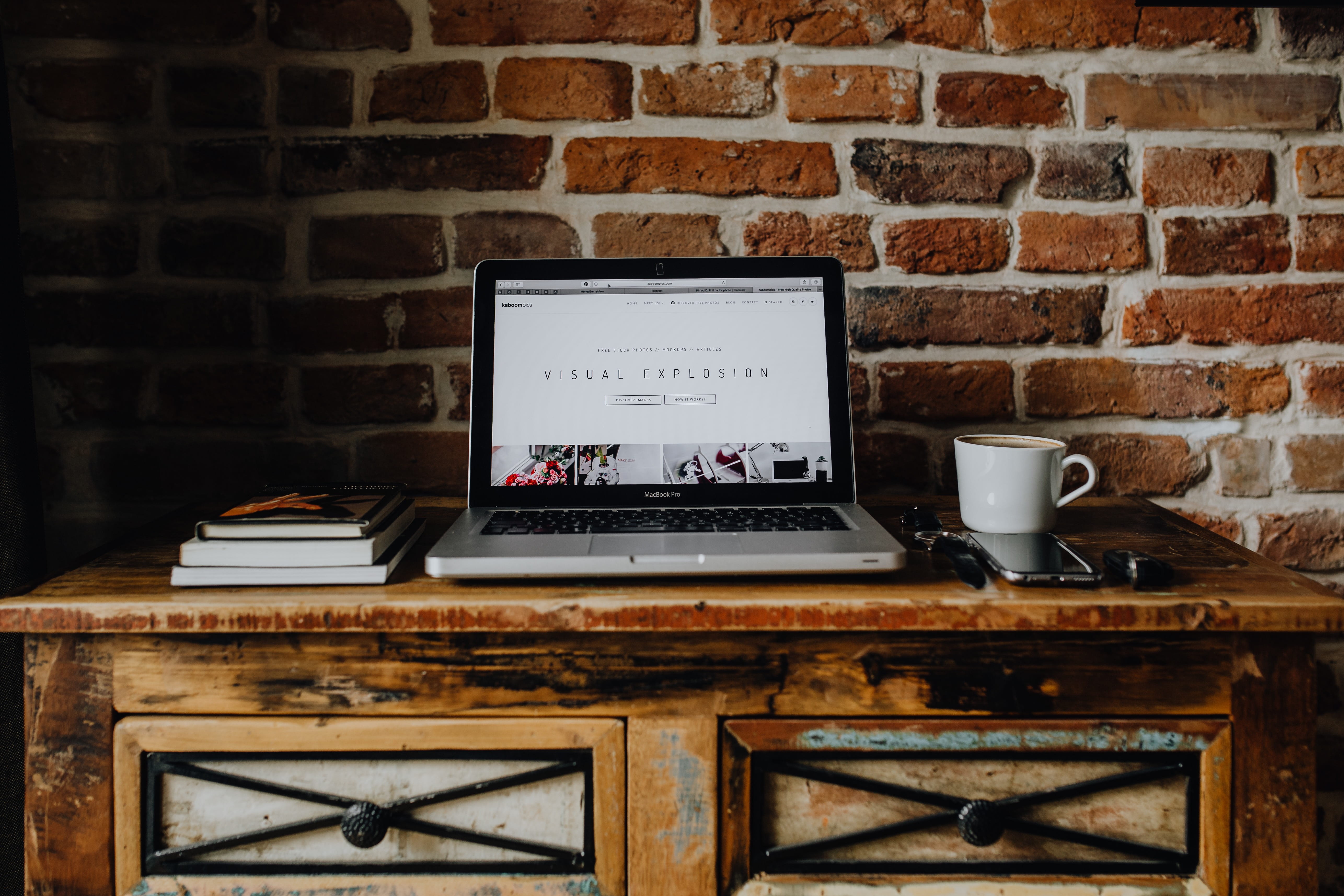 5K, no people, brick, retro styled, loft, table, indoors, wood - material, connection, commode, communication, wall - building feature, interior, vintage, HD Wallpaper