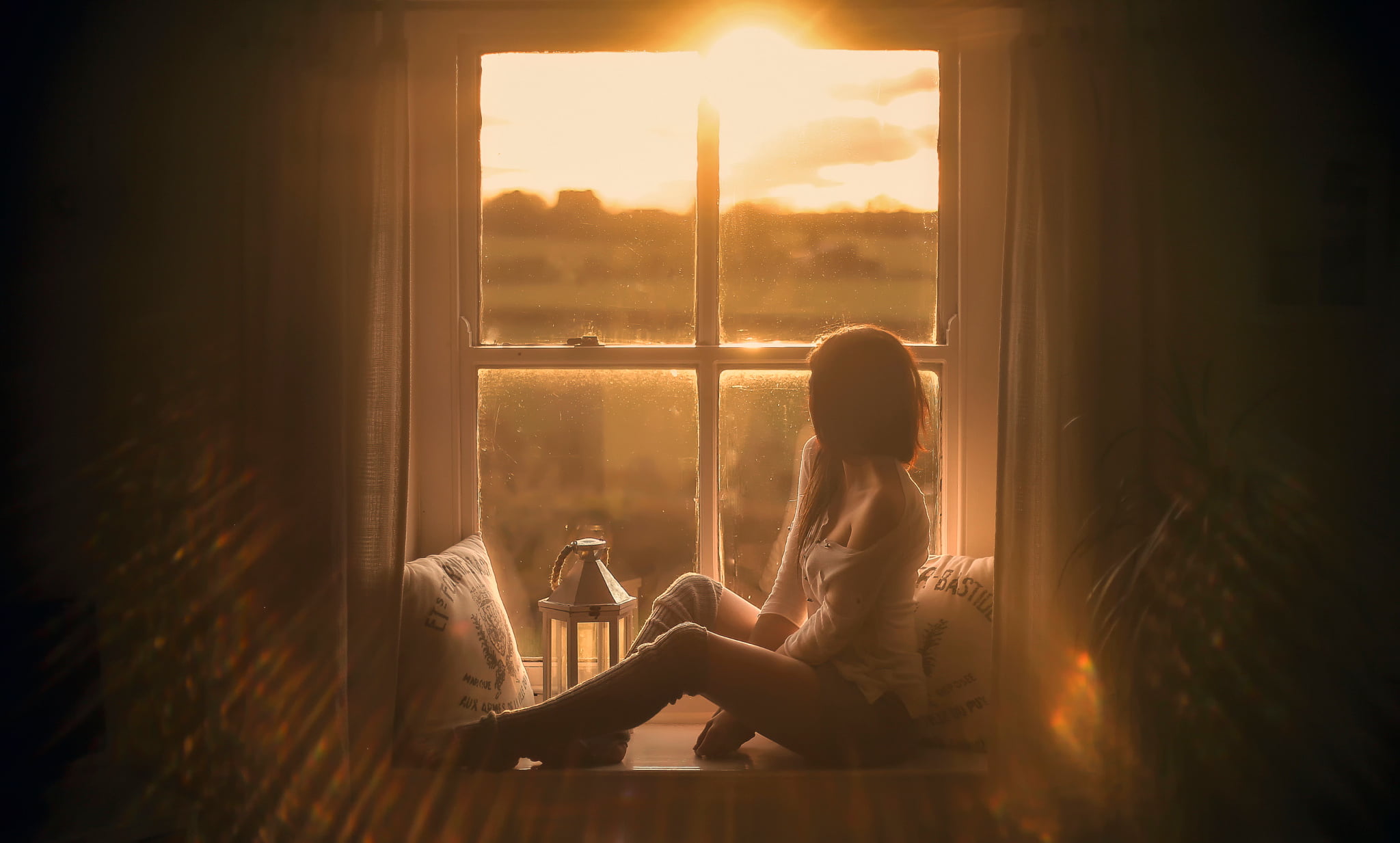indoors, adult, beauty, sunset, happiness, togetherness, home Interior, girl, near, Natural touch, legs, two People, full length, child, morning, cheerful, HD Wallpaper