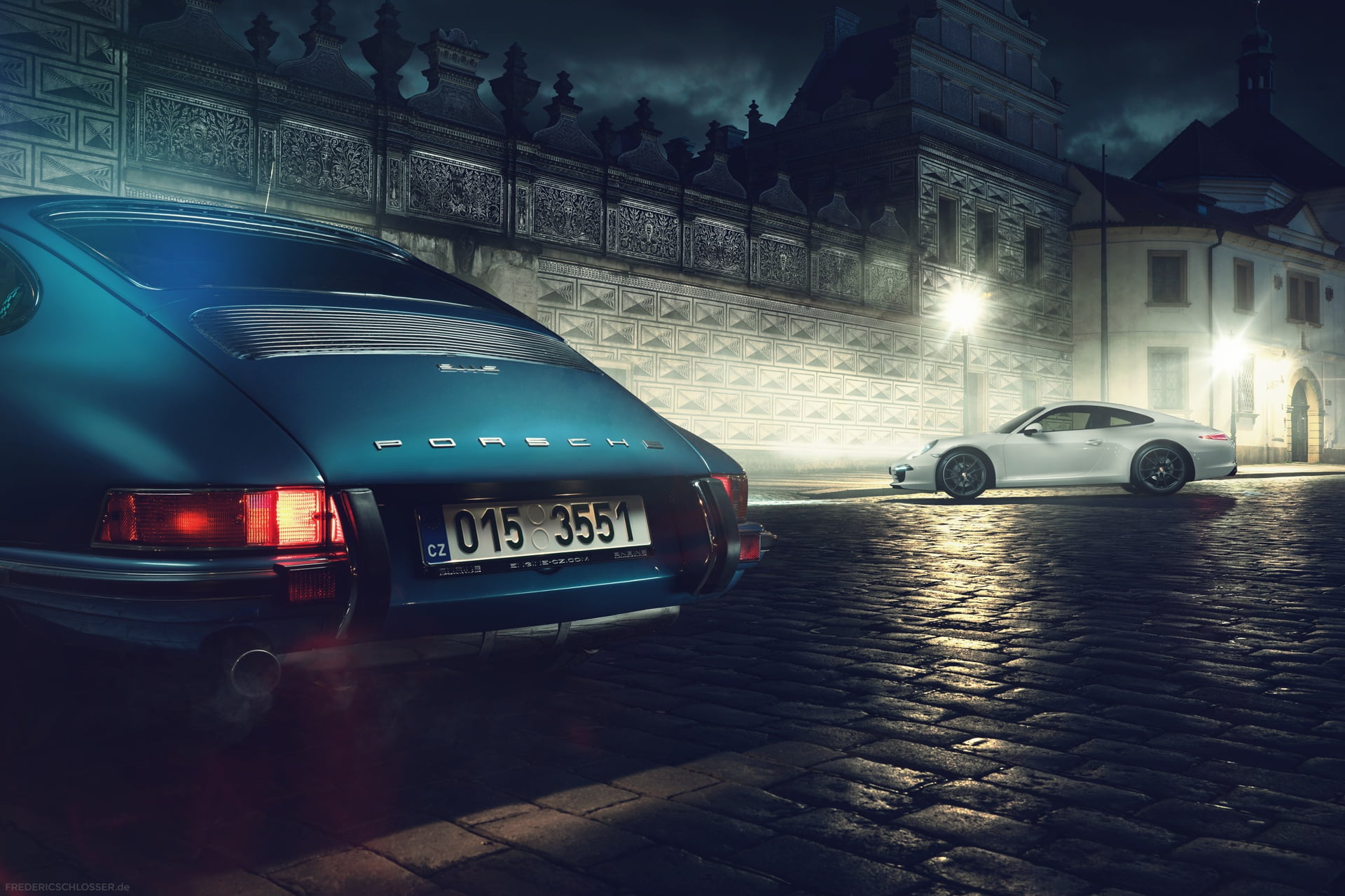porche, street, classic Porsche, blue, 911, white, 1080P, HD Wallpaper