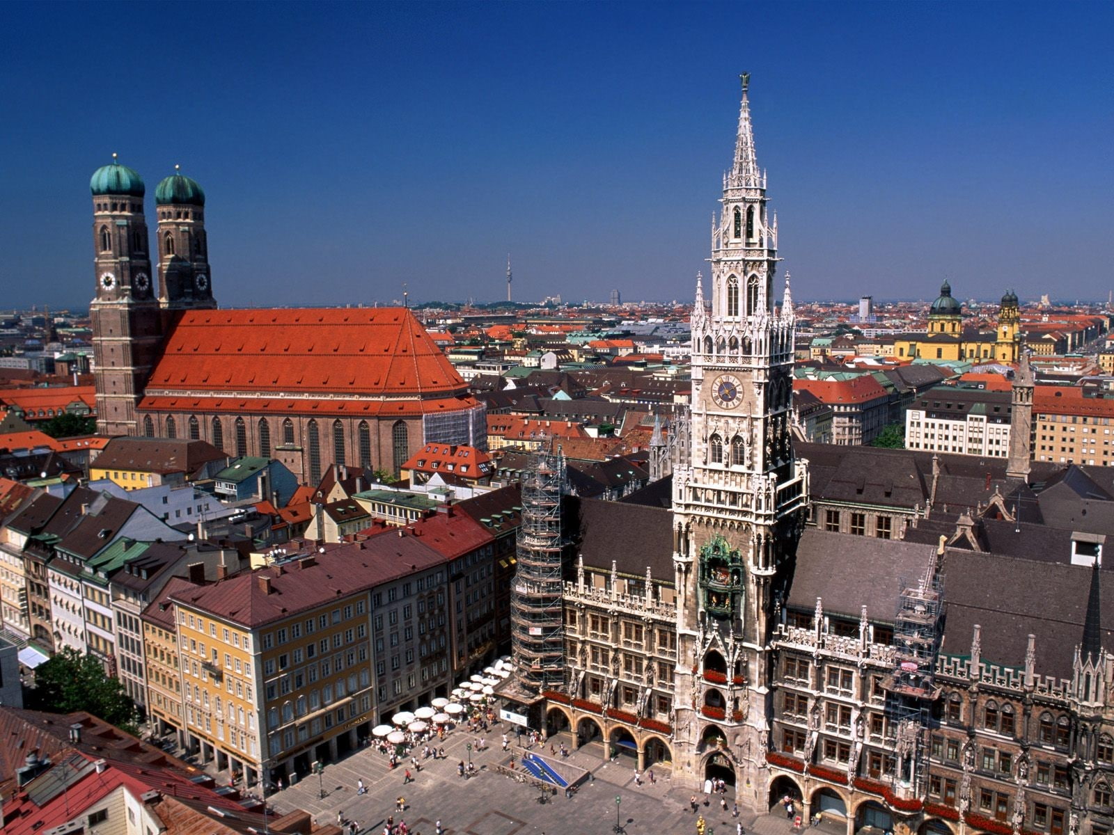 720P, built structure, cityscape, Germany, office building exterior, city life, town, spire, city, travel destinations, outdoors, residential district, HD Wallpaper