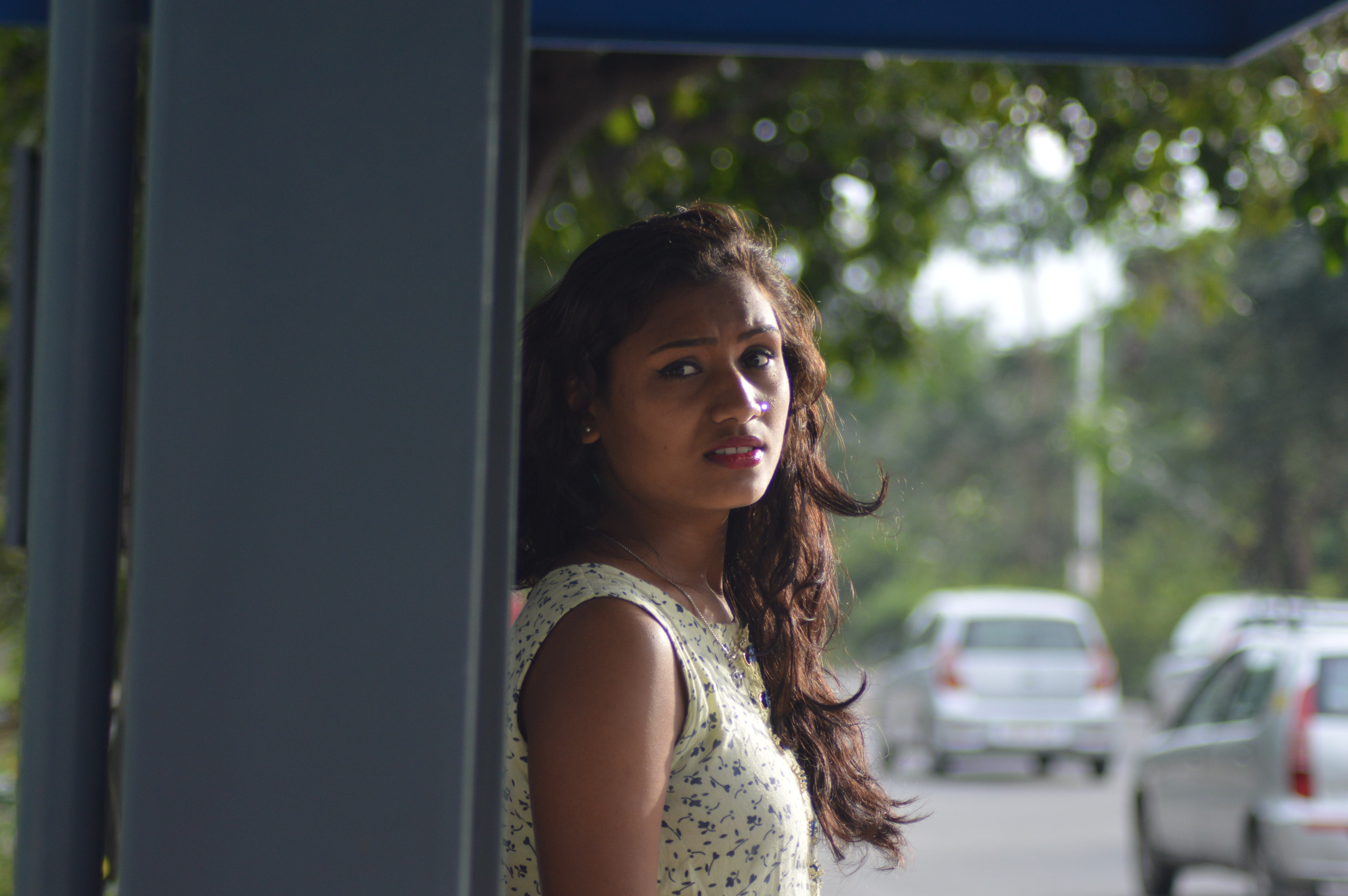 female, shed, young women, photoshoot, eyes, motor vehicle, blouse, contemplation, youth, person, looking away, leaning, young, street, one person, portrait, HD Wallpaper