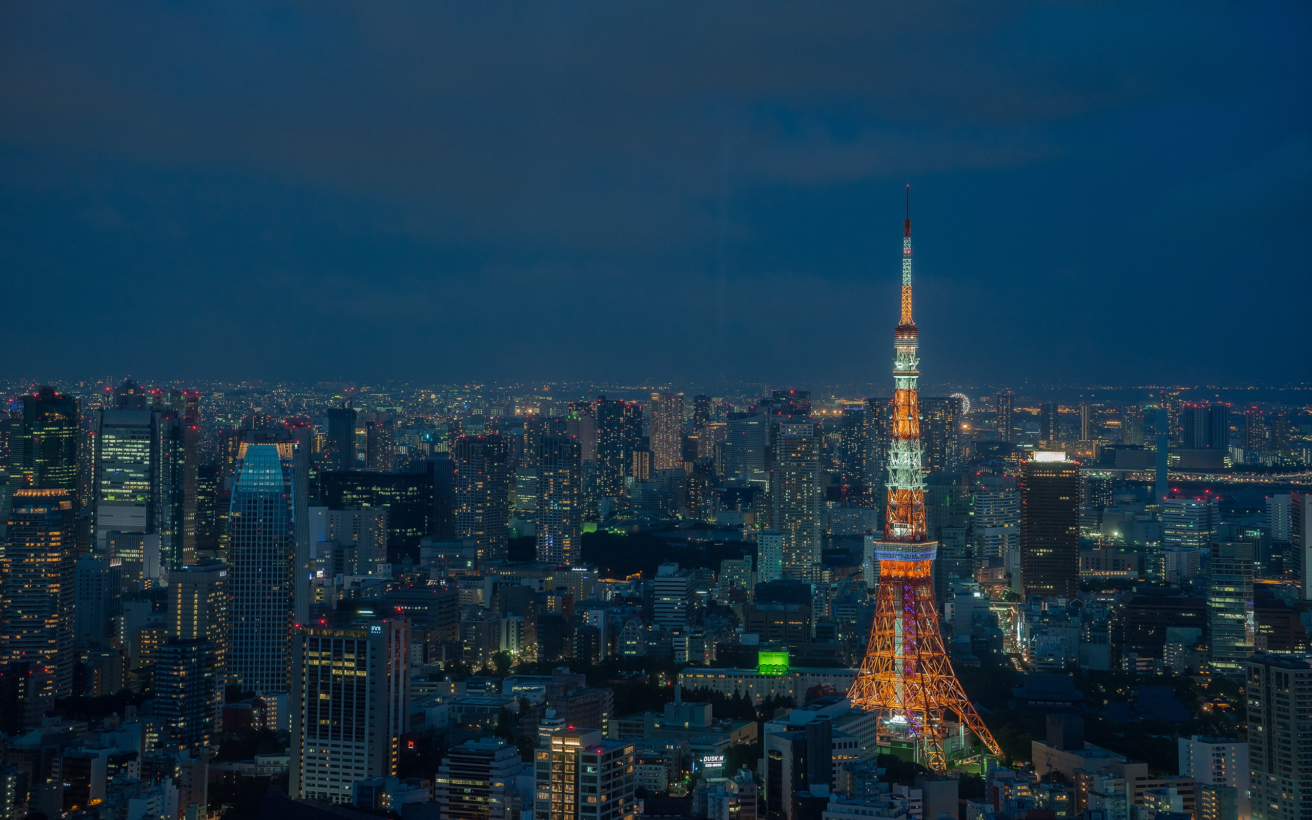 night, skyscrapers, buildings, hd, tokyo, cityscape, tower, 2K, HD Wallpaper