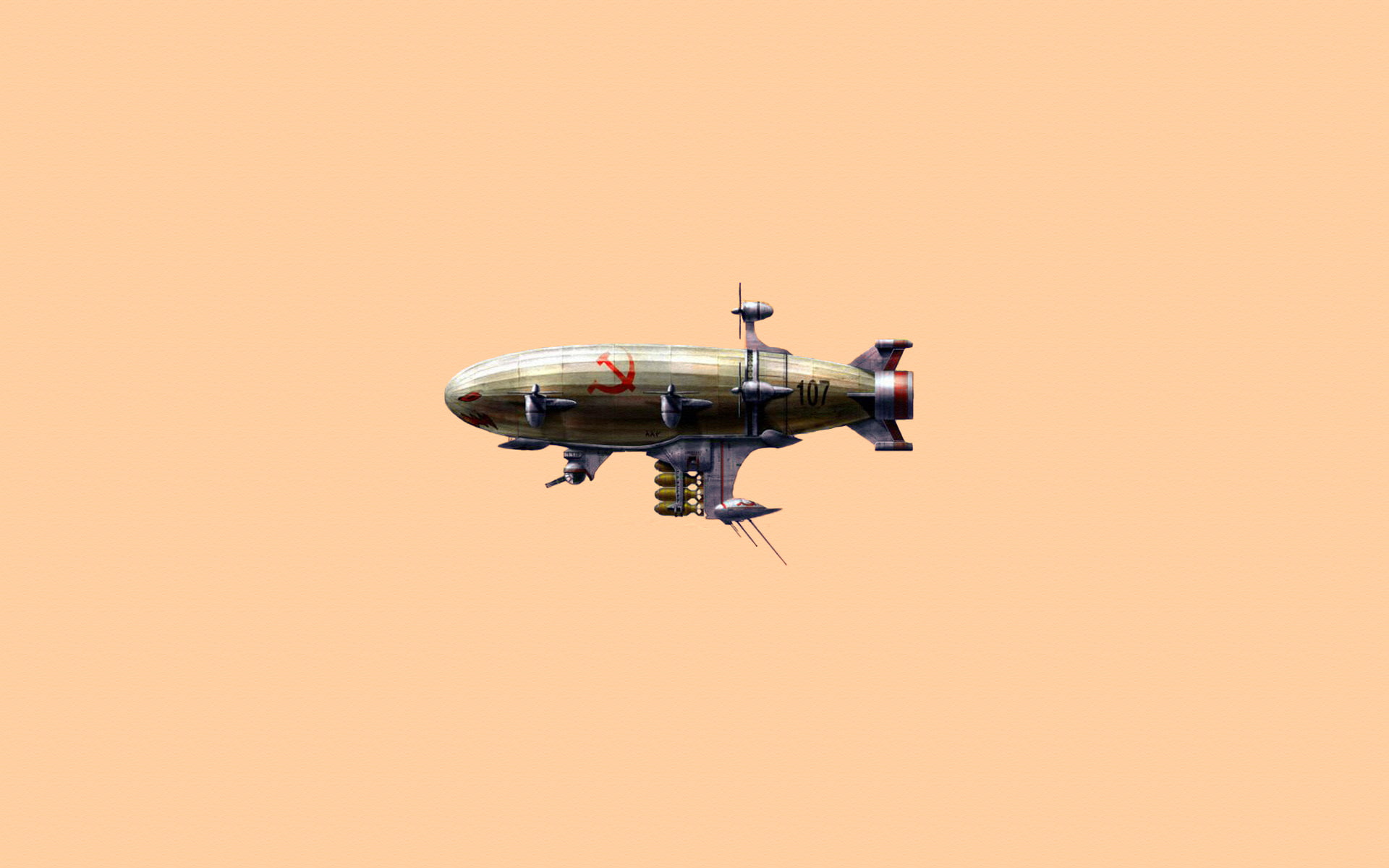 minimalism, nature, dirigible, flying, security, airplane, army, orange color, aerospace industry, green, transportation, the airship, airship, HD Wallpaper