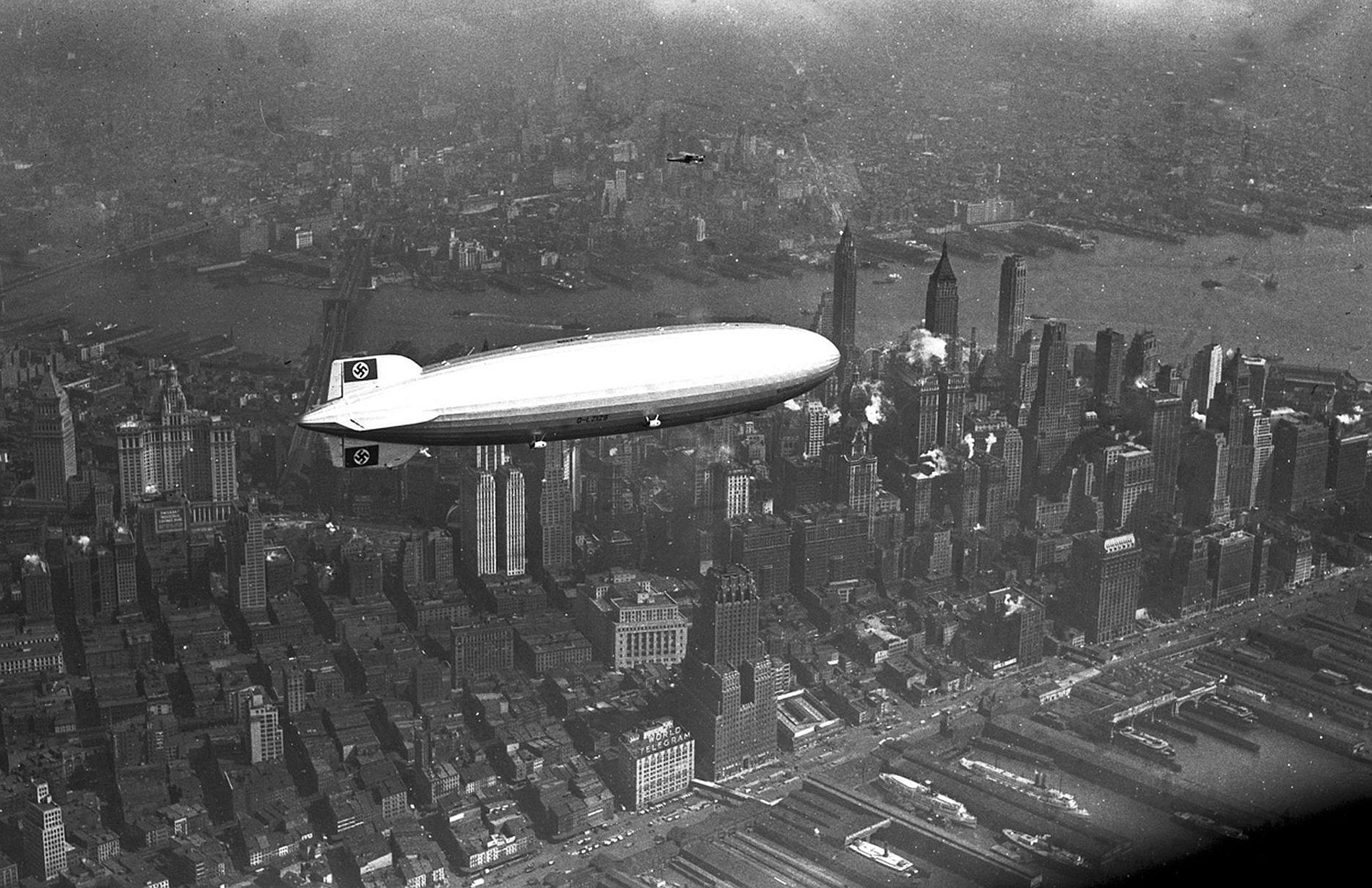 Vehicles, 720P, Aircraft, Black and White, City, Military, Zeppelin, Blimp, HD Wallpaper