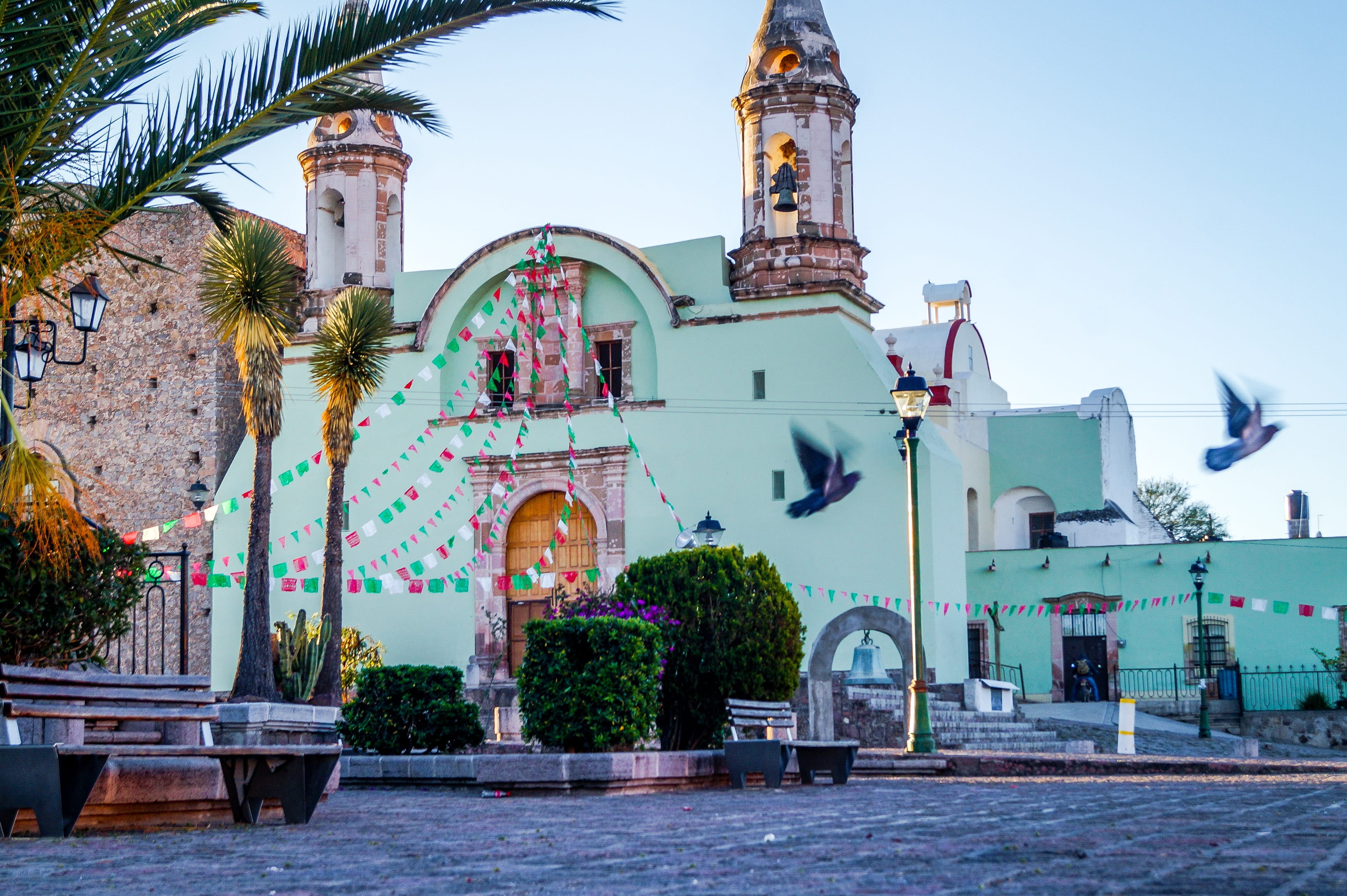 bocas slp, belief, plant, day, architecture, tree, no people, tower, outdoors, built structure, hacienda de bocas slp, dawn, san luis potosí, building, HD Wallpaper