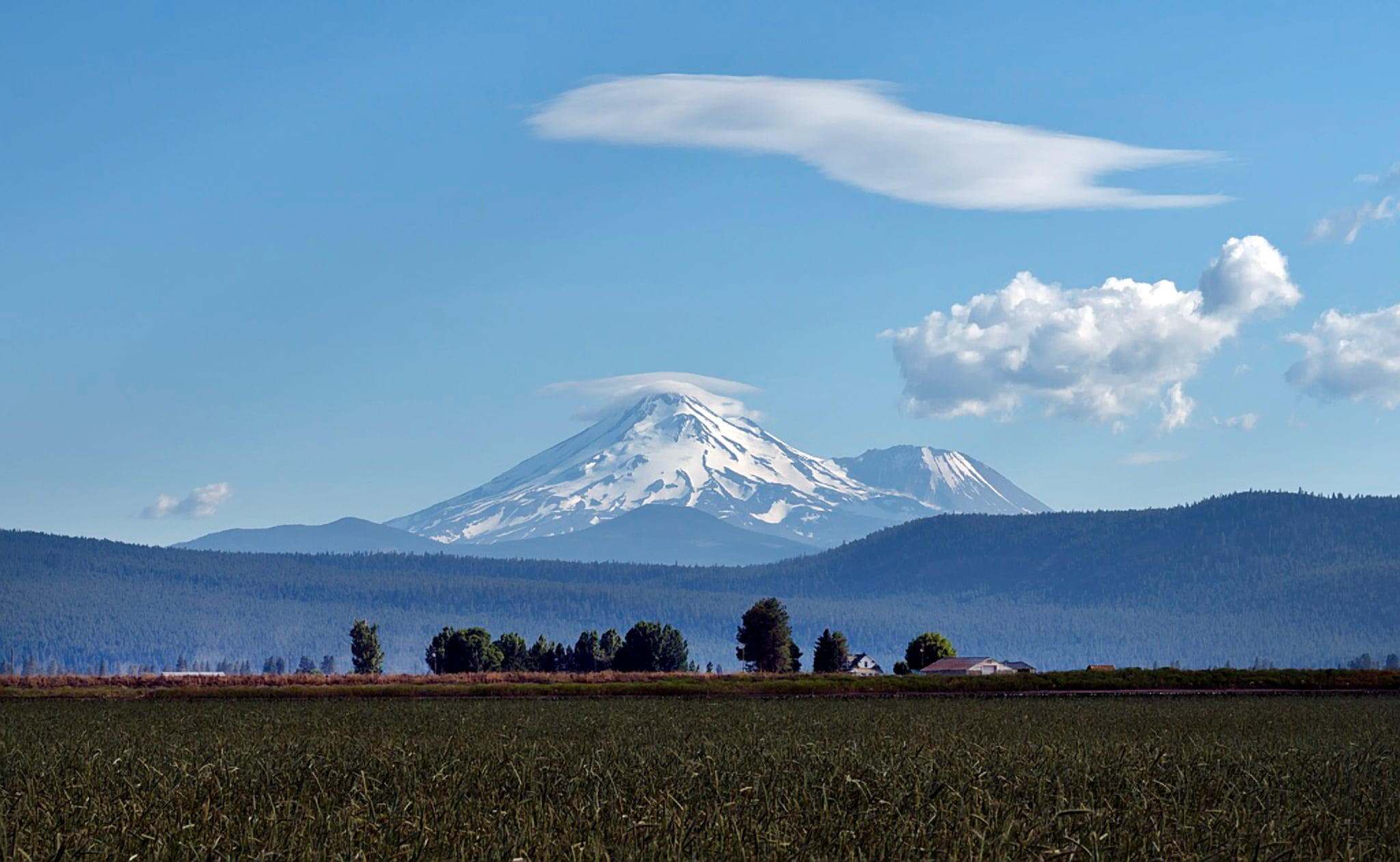 sky, blue, volcano, mt Fuji, scenics, snowcapped mountain, mount shasta, japan, mountain range, outdoors, tranquil scene, tags separated by comma, environment, HD Wallpaper
