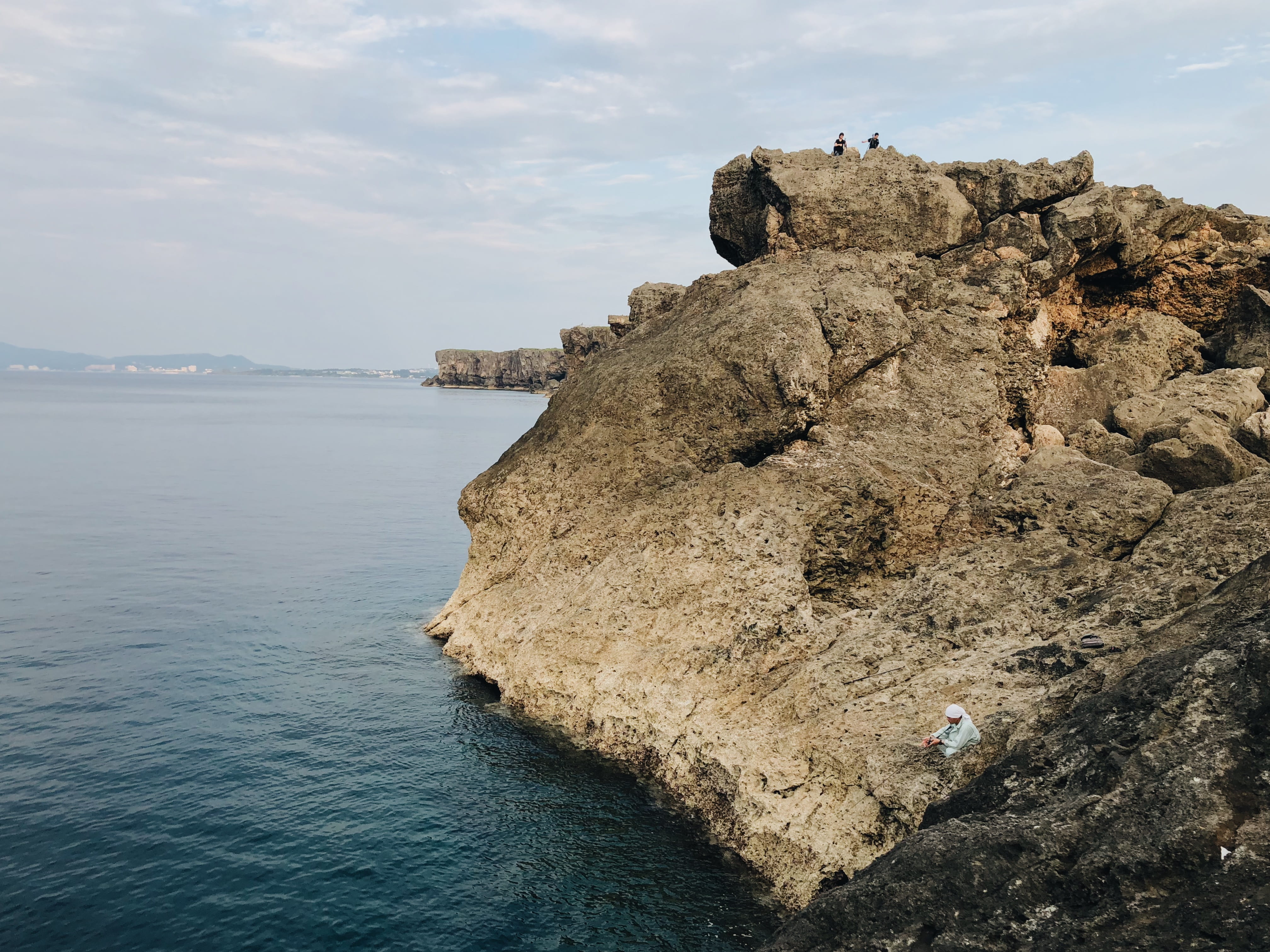 fishing, land, sky, idyllic, stone, abroad, sea, ocean, 4K, blue, country, brown, climb, no people, scenics - nature, lake, cloud - sky, okinawa, stack rock, HD Wallpaper