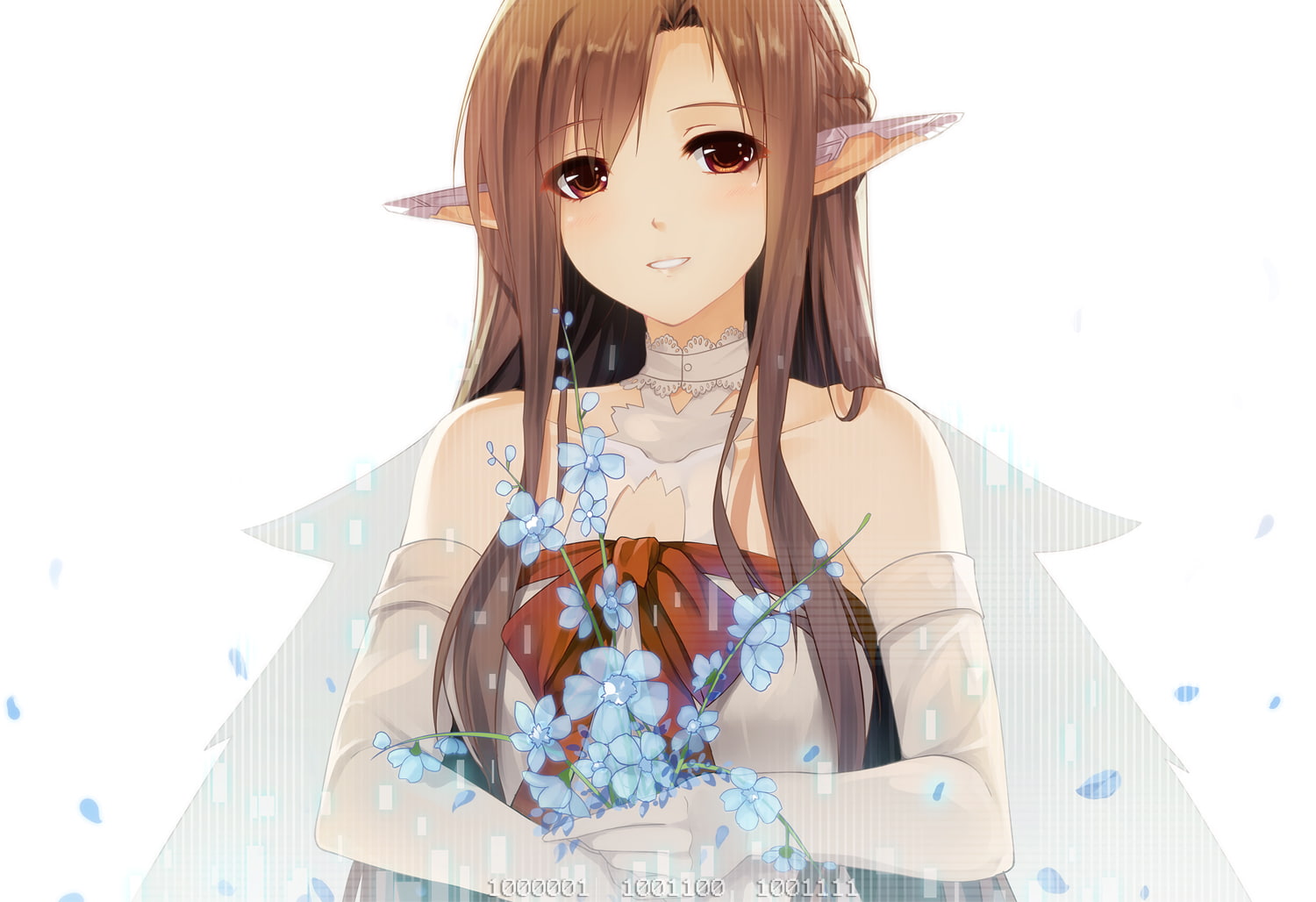 brown, caidychen, hair, elf, sword, long, asuna, online, art, yuuki, 720P, HD Wallpaper