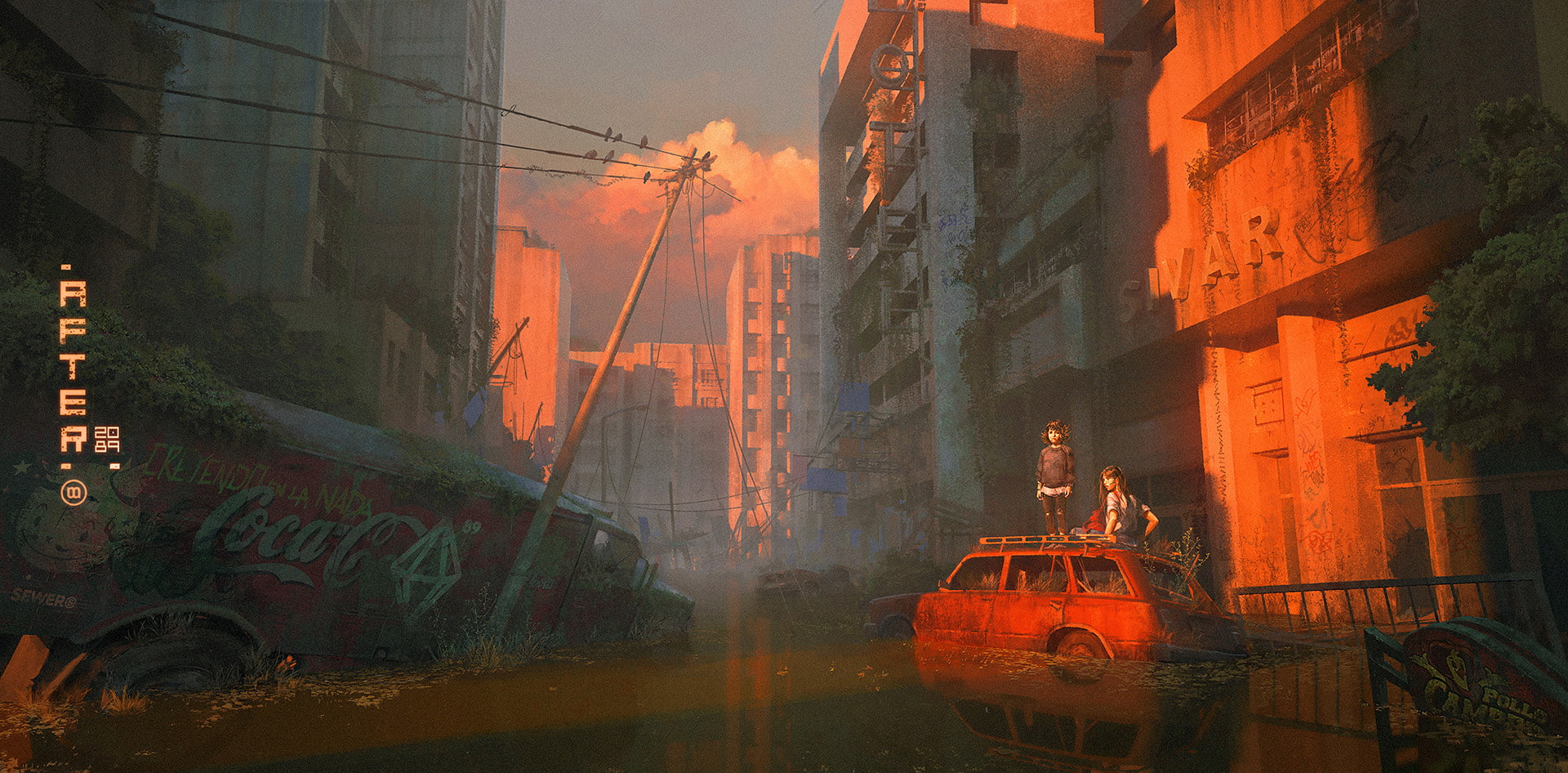 digital, concept art, city, 1080P, apocalyptic, artwork, science fiction, Coca-Cola, HD Wallpaper