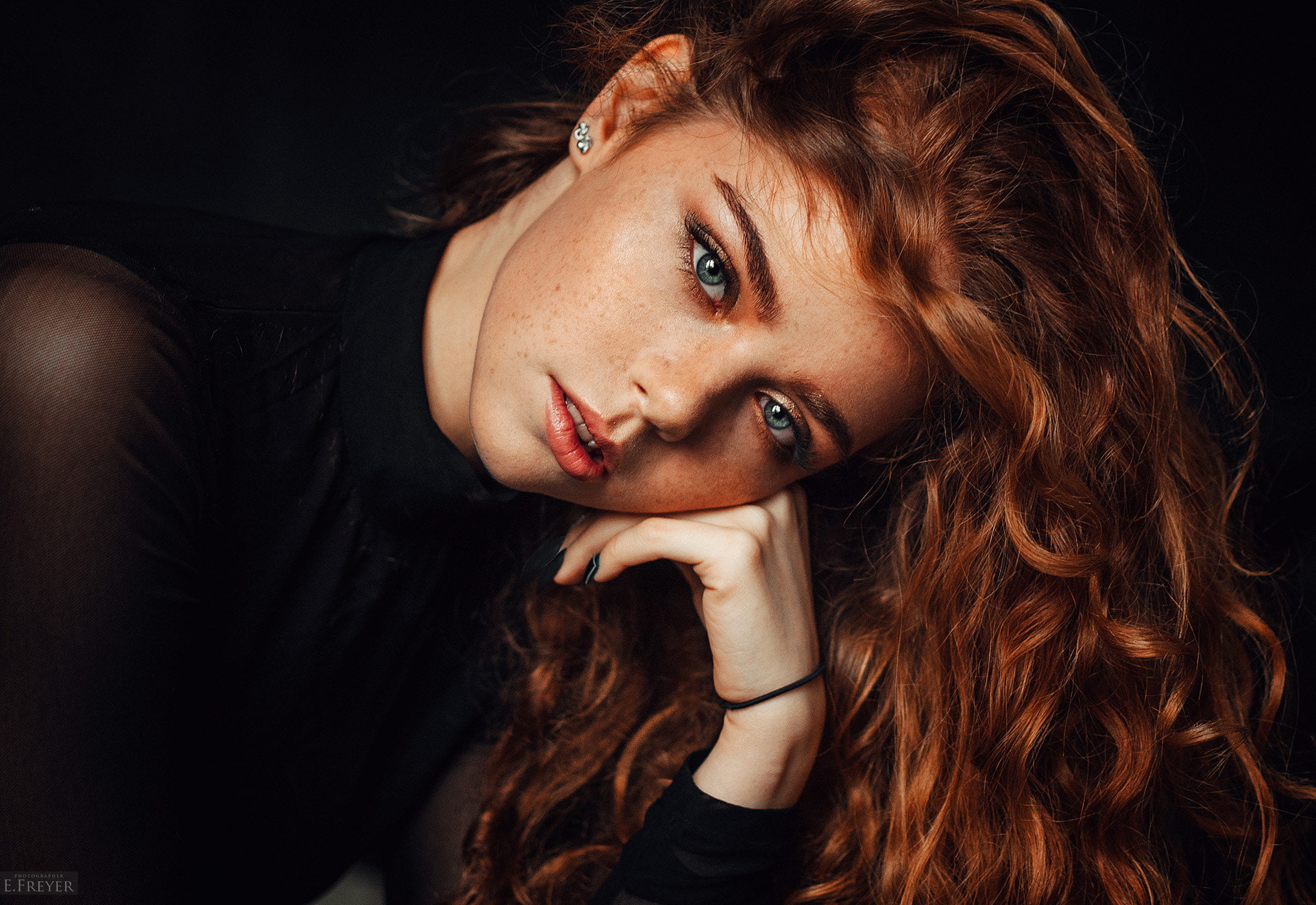 Evgeny Freyer, face, redhead, women, 1080P, portrait, HD Wallpaper