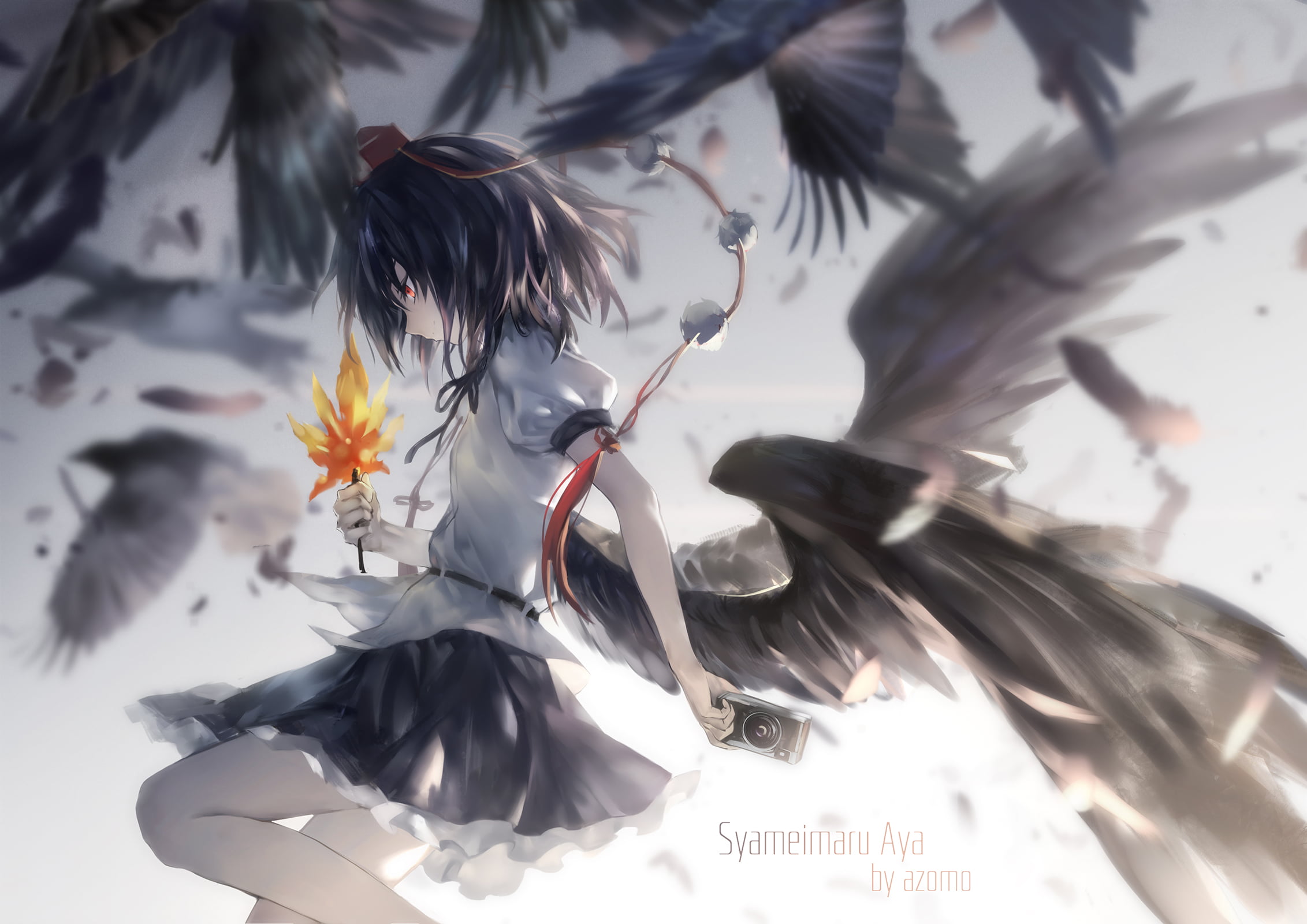 leaf, nature, azomo, motion, feather, low angle view, freshness, fragility, flowering plant, sunlight, focus on foreground, beauty in nature, growth, anime girls, HD Wallpaper