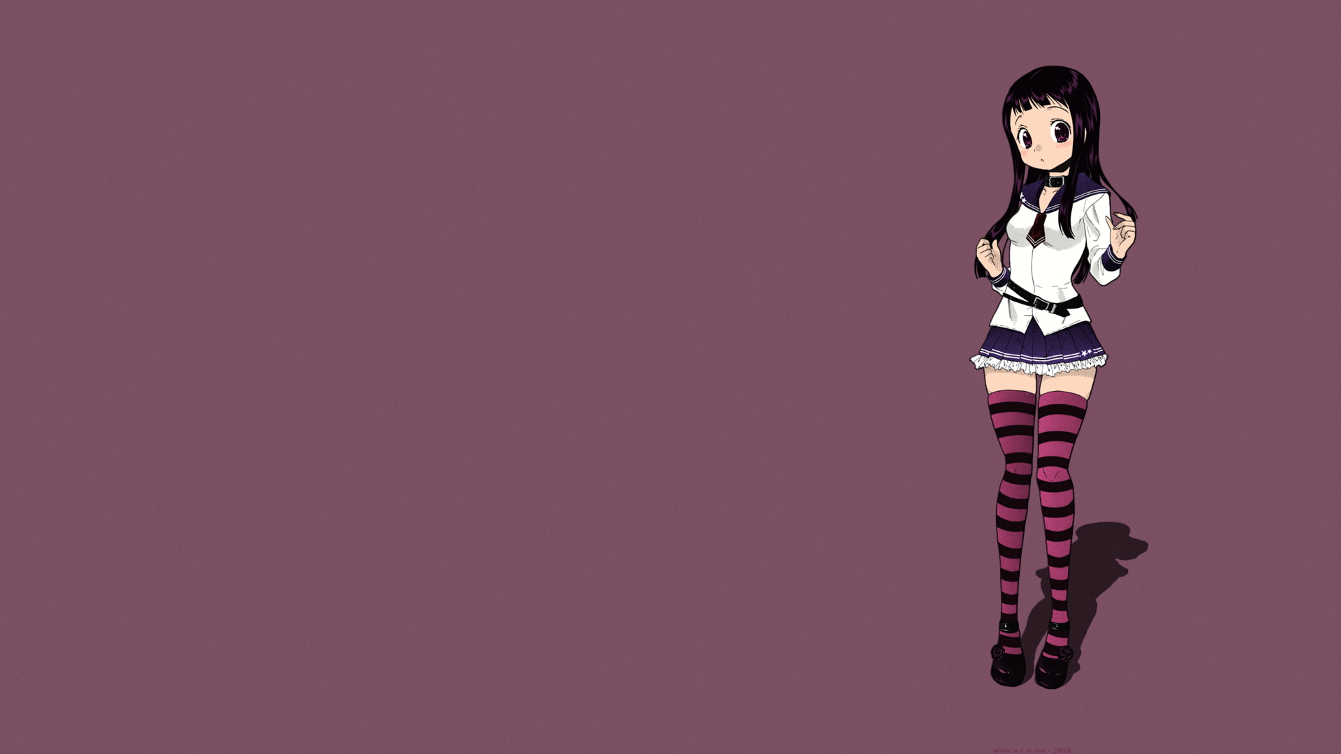 copy space, schoolgirl, purple, arts culture and entertainment, collars, anime girls, 1080P, beauty, fashion, indoors, portrait, one person, glamour, human hair, HD Wallpaper