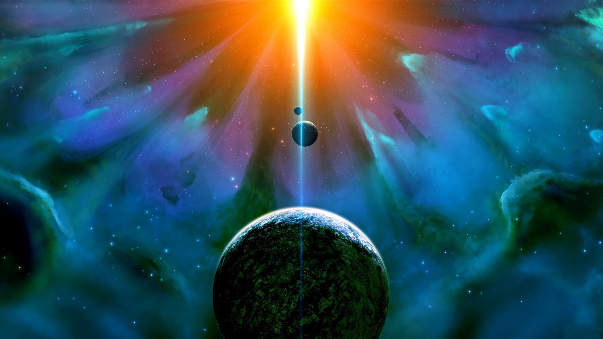 Glare, 1080P, Universe, Satellite, Planet, Nebula, Light, HD Wallpaper