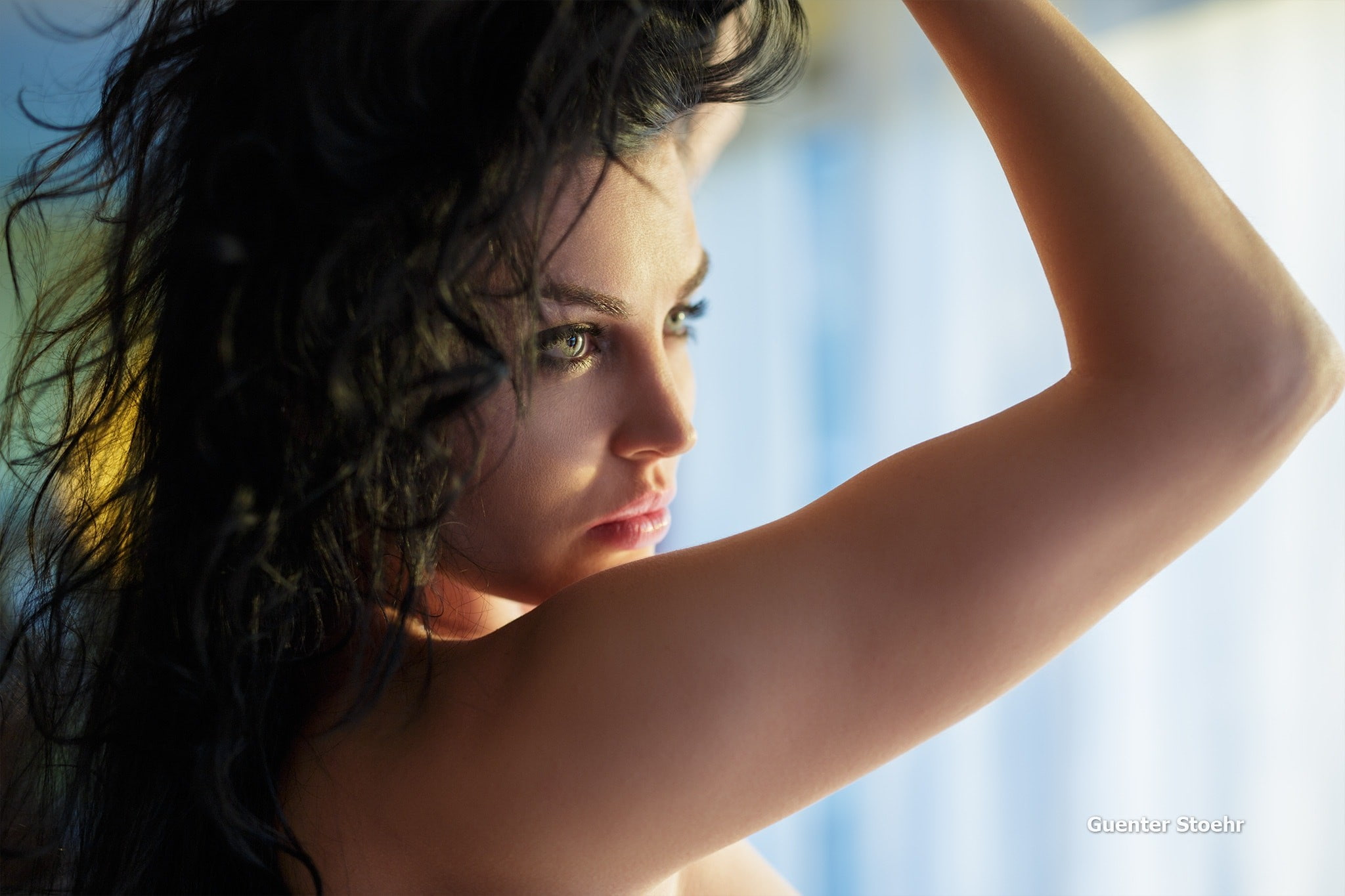 women, body part, makeup, portrait, Guenter Stoehr, 1080P, hairstyle, headshot, human body part, long hair, contemplation, arms raised, adult, beautiful woman, HD Wallpaper