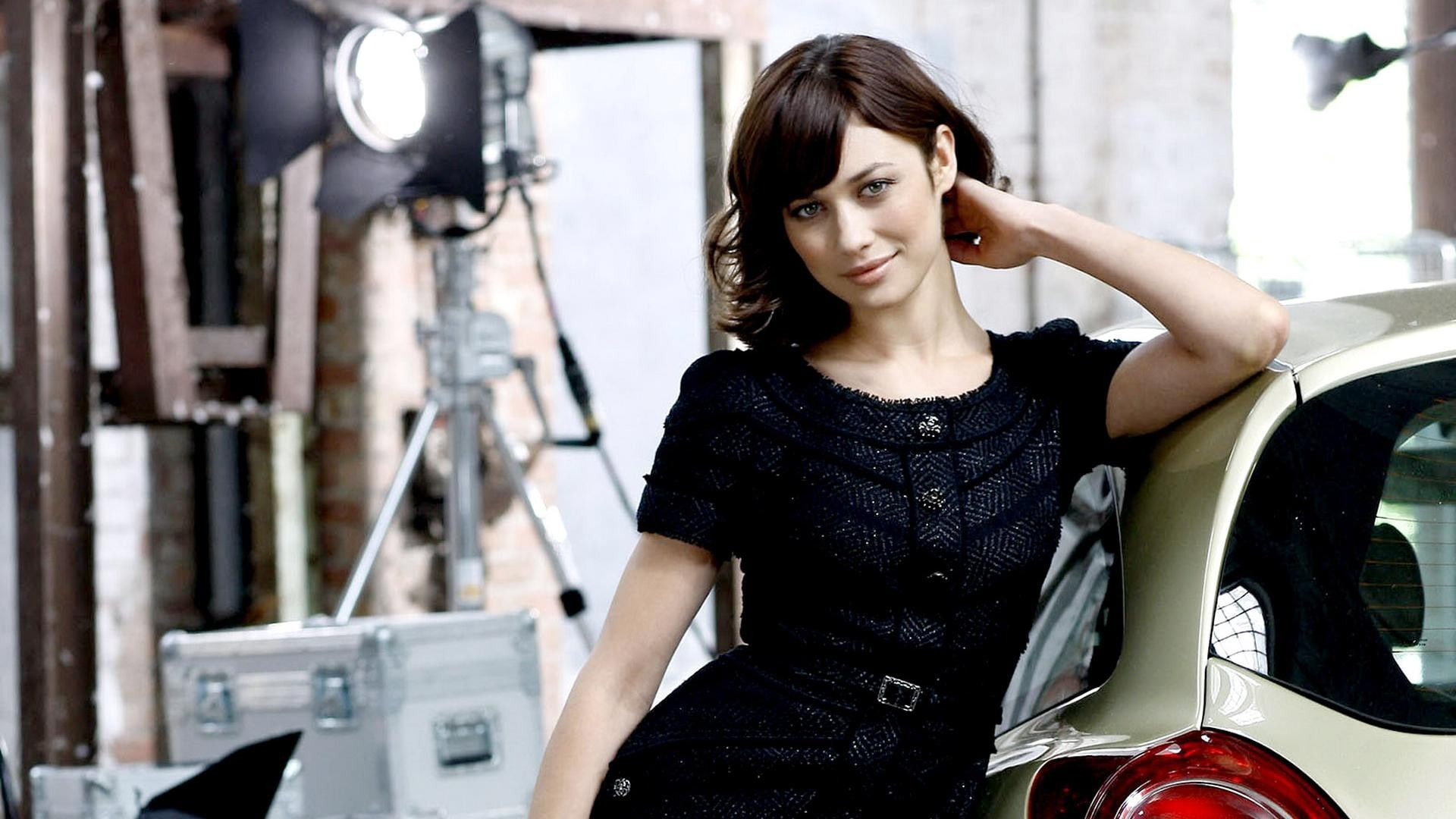 Olga Kurylenko, actress, car, model, women with cars, celebrity, 1080P, women, HD Wallpaper