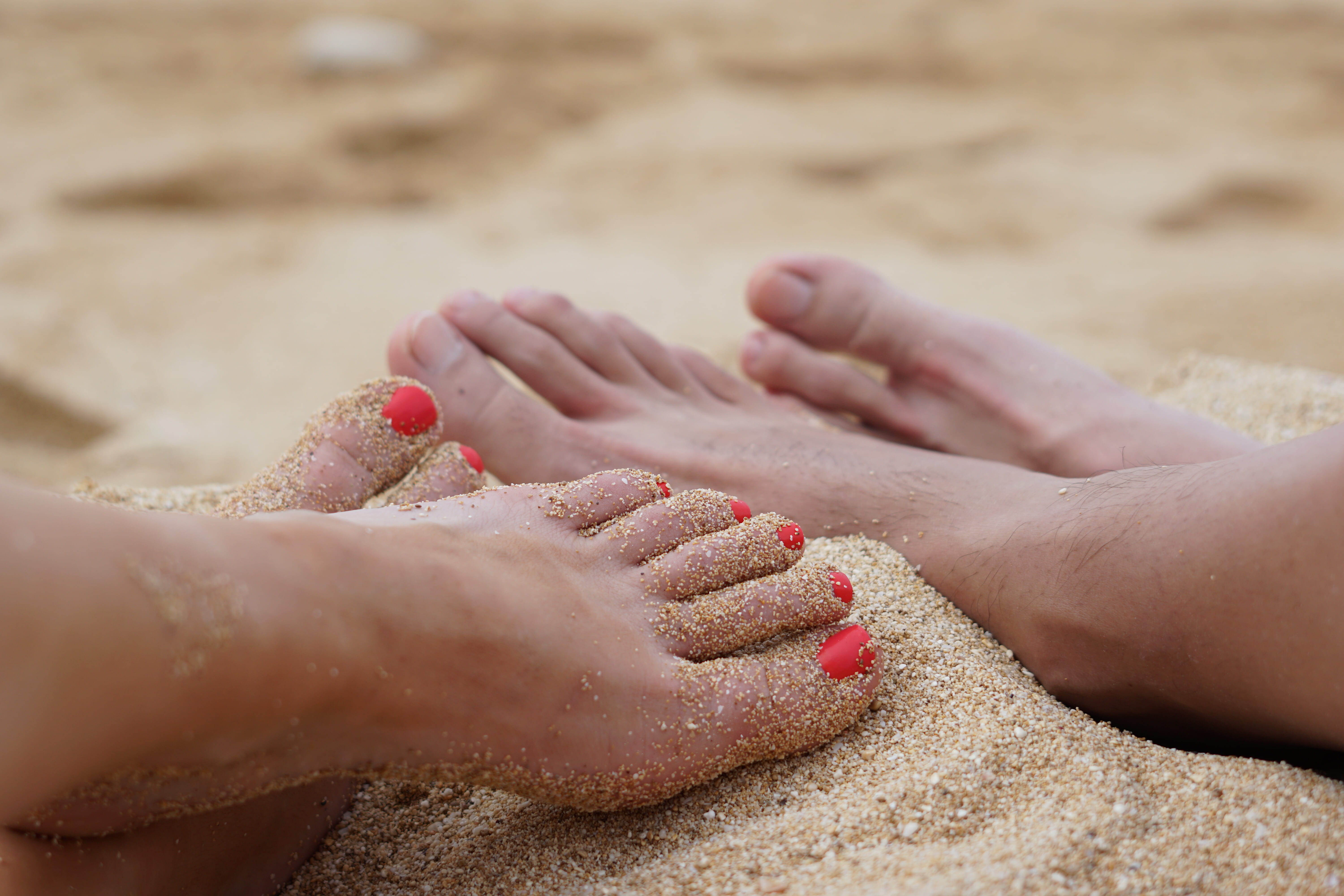 barefoot, limb, land, women, man, adult, nail, human toe, human body part, leisure activity, toenail, s, human hand, human foot, beach, feet, sand, human limb, HD Wallpaper