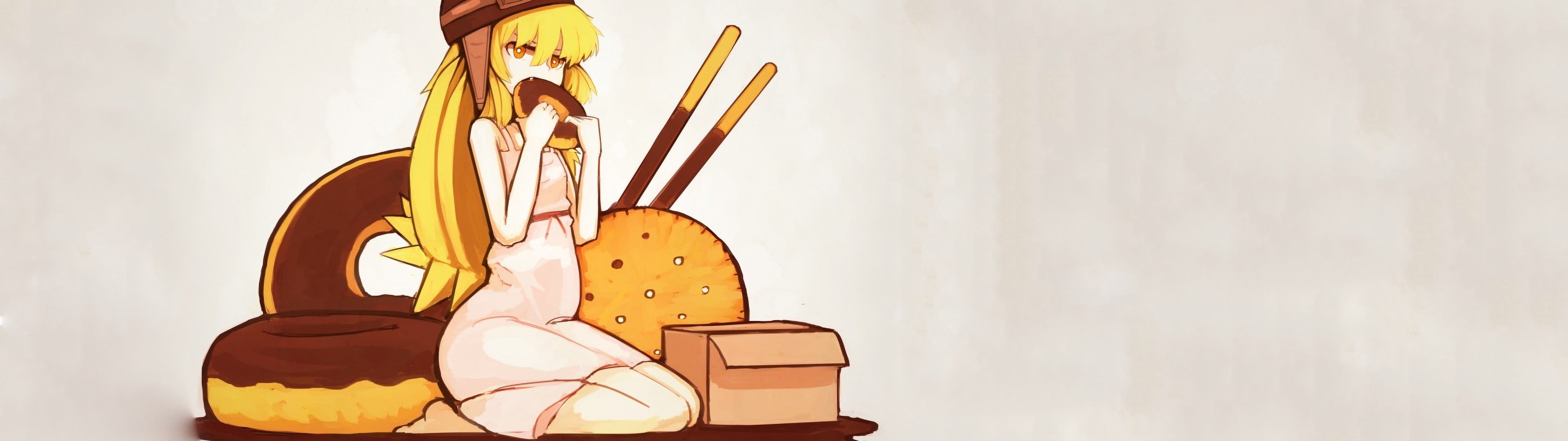 studio shot, food, anime girls, wall - building feature, cut out, sweet, dessert, food and drink, indulgence, event, holiday, celebration, Oshino Shinobu, HD Wallpaper