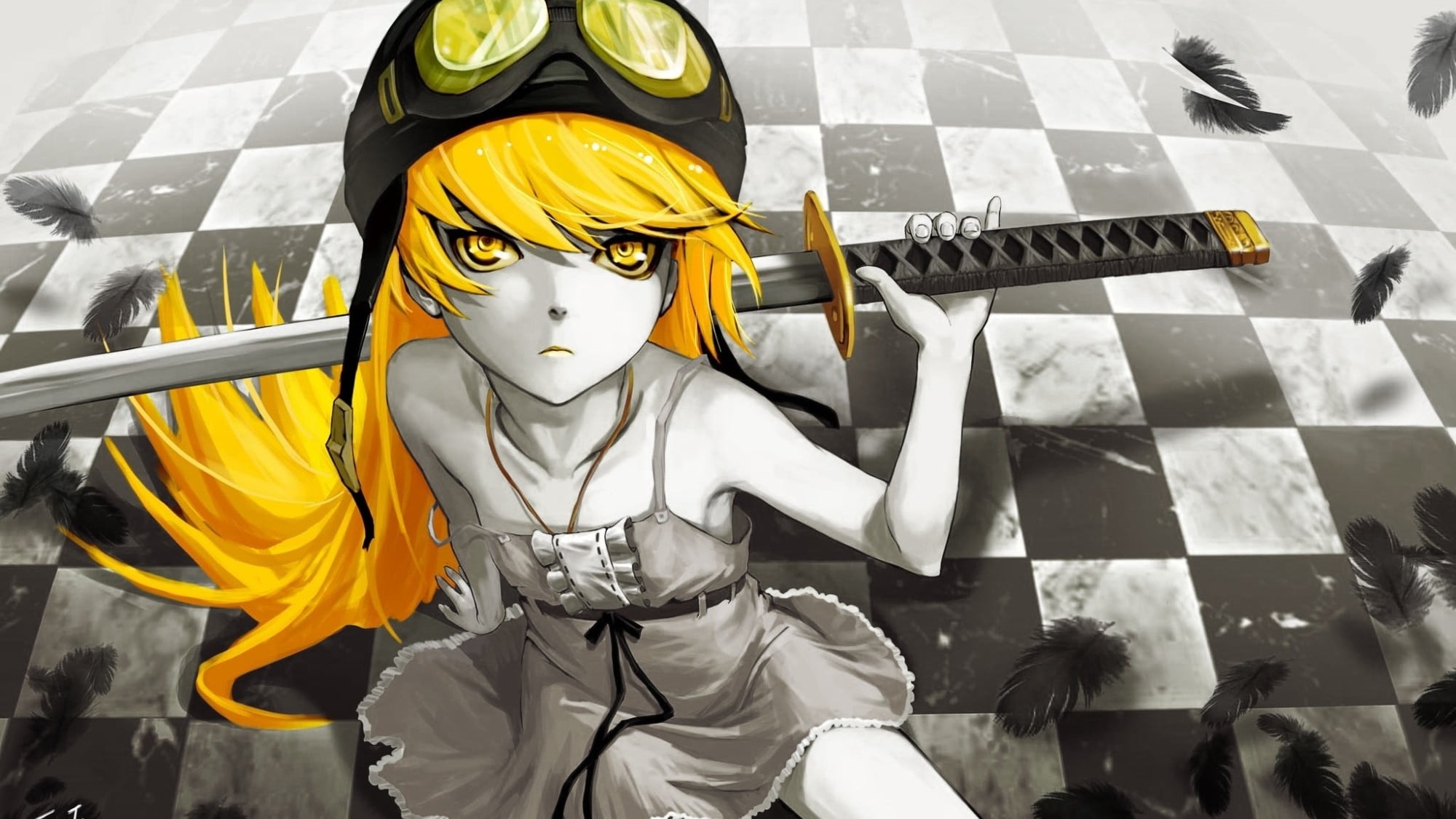 Monogatari Series, representation, day, celebration, art and craft, real people, Oshino Shinobu, sitting, costume, paint, 1080P, clothing, face paint, HD Wallpaper