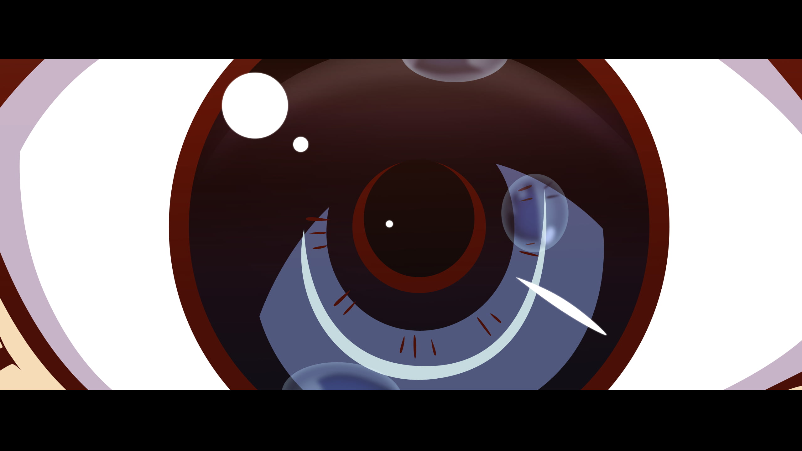 eye, illuminated, indoors, circle, digital, round, black, sunlight, clear sky, directly below, nature, 2K, shape, crockery, blue, Monogatari Series, day, HD Wallpaper