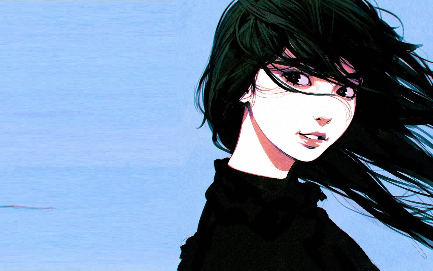one person, fashion, day, hairstyle, make-up, leisure activity, beautiful woman, looking at camera, Ilya Kuvshinov, drawing, anime girls, glasses, 720P, HD Wallpaper