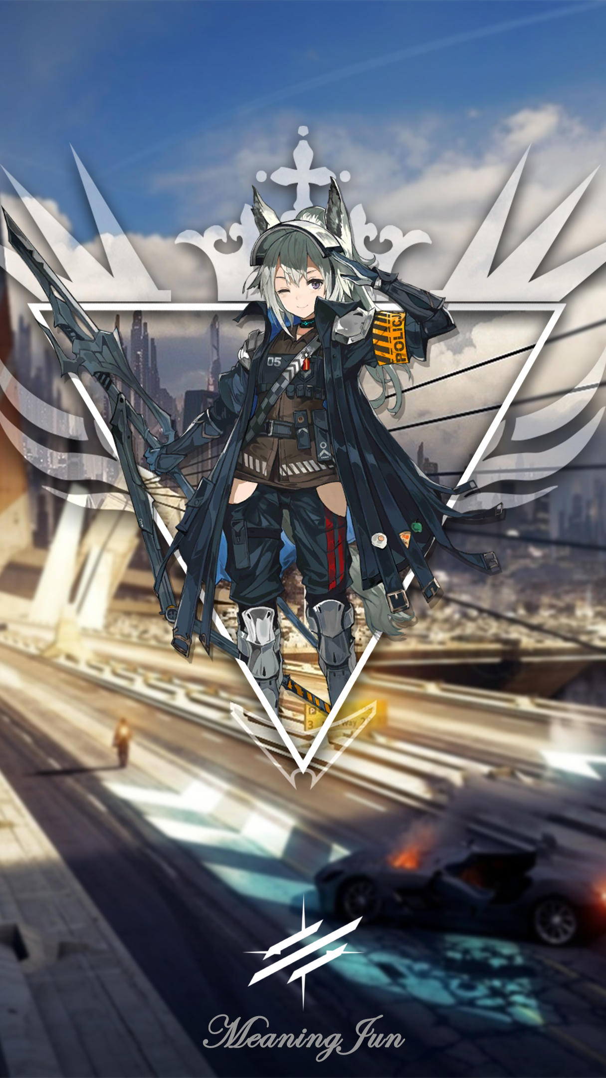 MeaningJun, Grani(Arknights), 2D, anime girls, 1080P, Arknights, picture-in-picture, anime, Phone HD Wallpaper